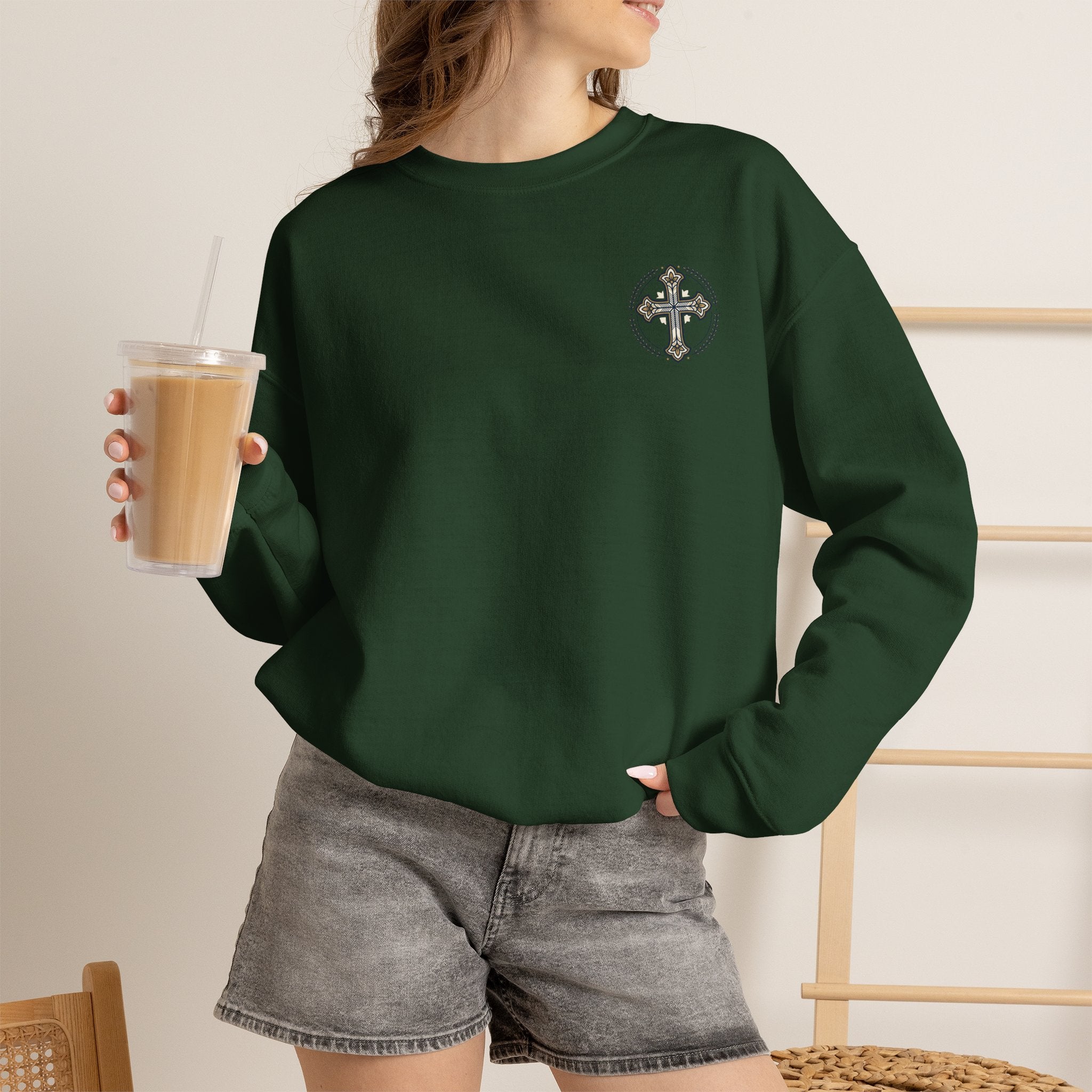 Crewneck Sweatshirt — Minimal Cross Logo & 'Jael Still Becoming Bible Study