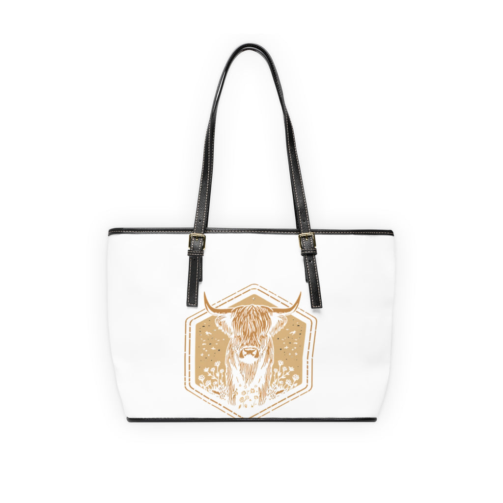 Highland Cow PU Leather Shoulder Bag — Rustic Animal Tote for Everyday & Gifts