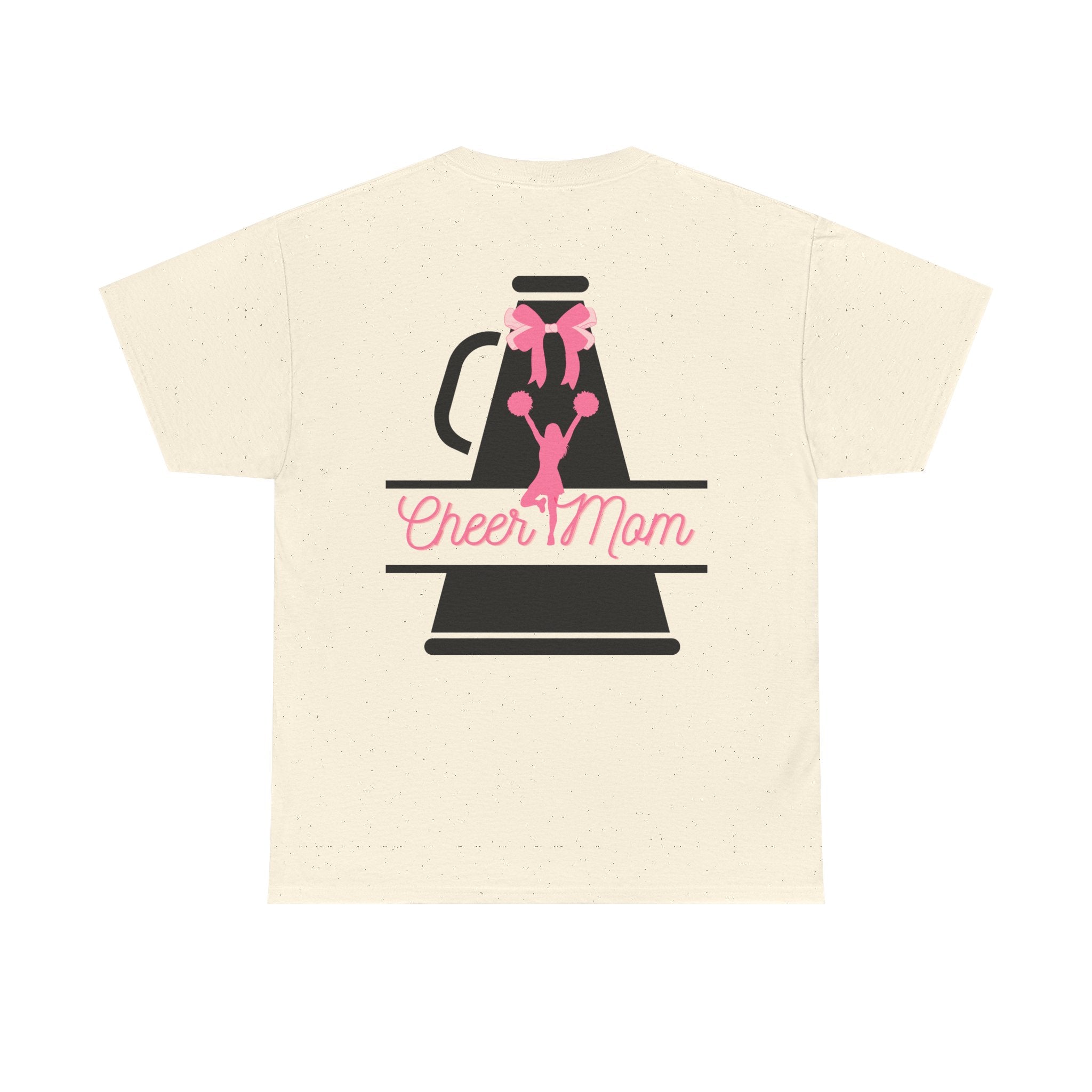 Cheer Mom 100% Cotton T‑Shirt — Pink Cheer Megaphone Graphic Tee for Moms