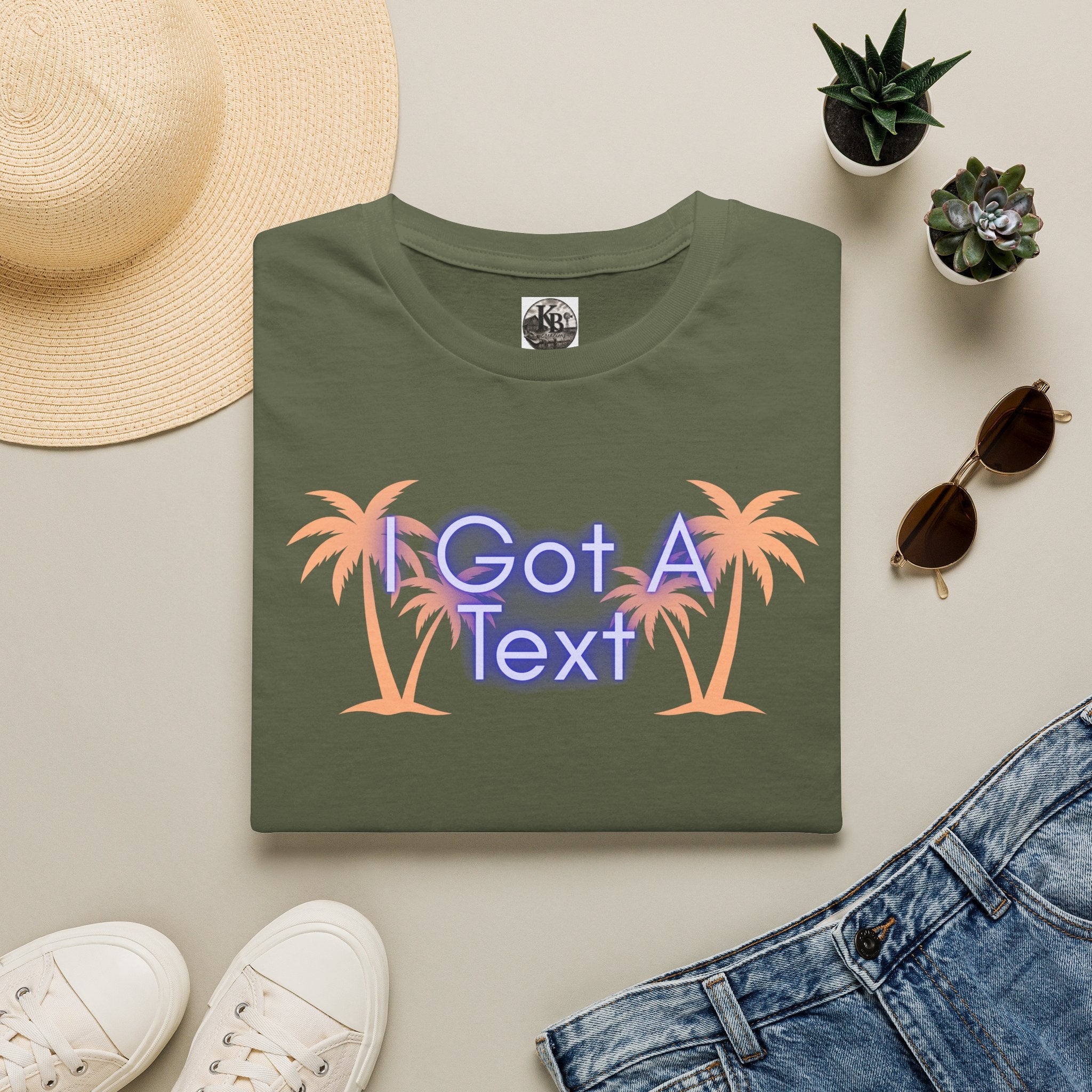 Got A Text Palm Tree Tee — Retro Neon Tropical Graphic T-Shirt