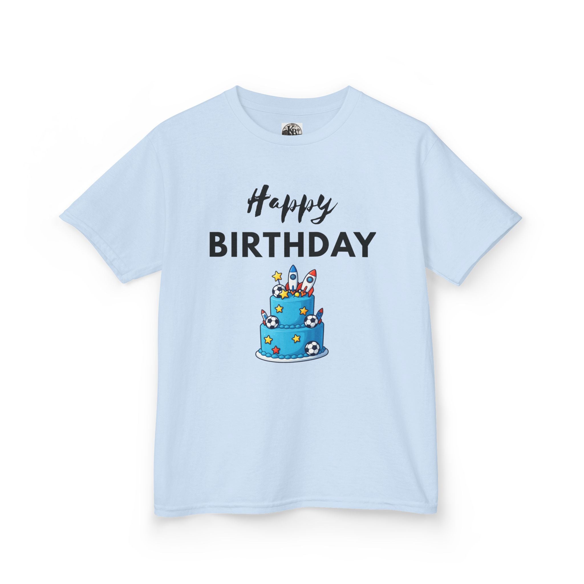 Kids 'Happy Birthday' Cake T-Shirt — Cute Blue Birthday Tee for Children