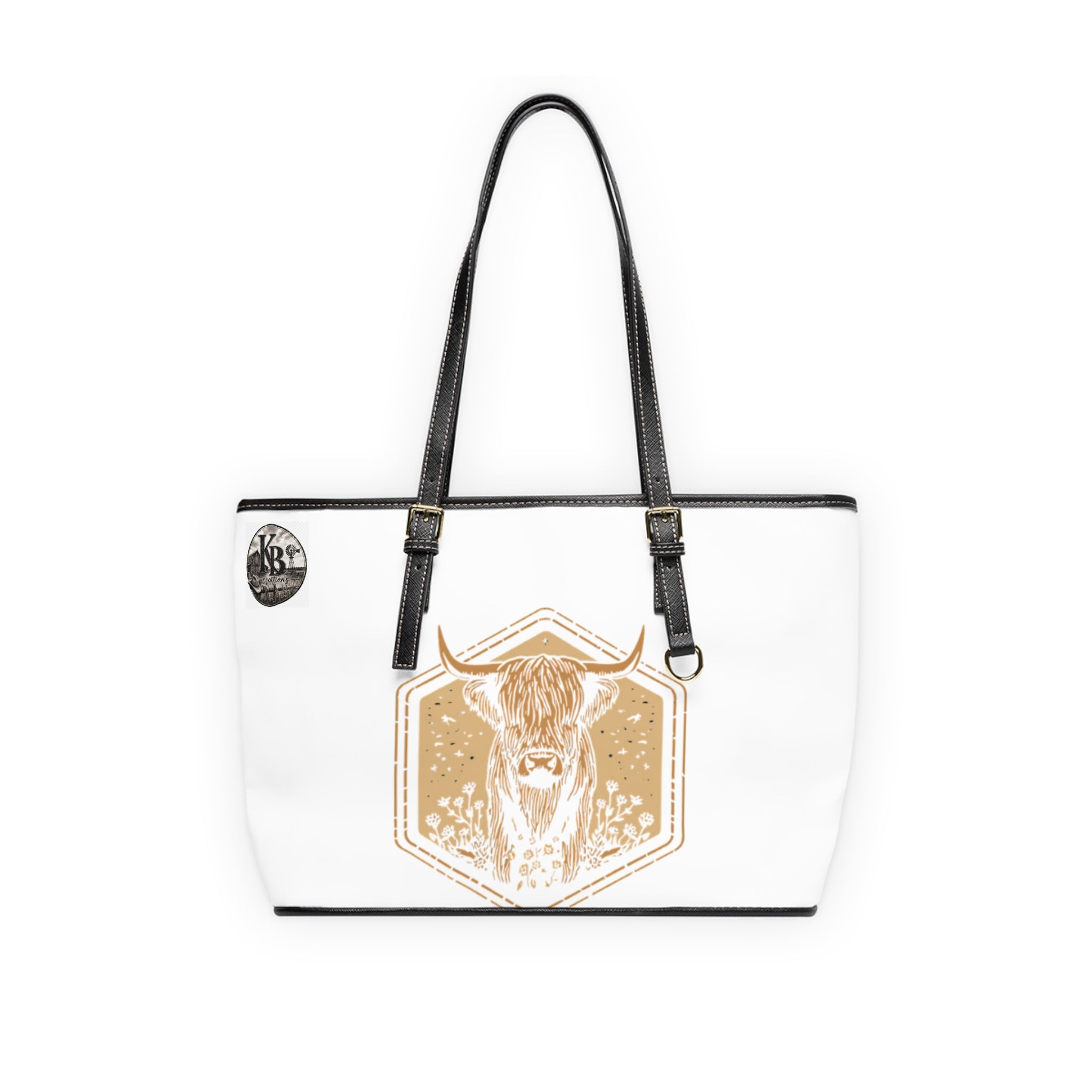 Highland Cow PU Leather Shoulder Bag — Rustic Animal Tote for Everyday & Gifts