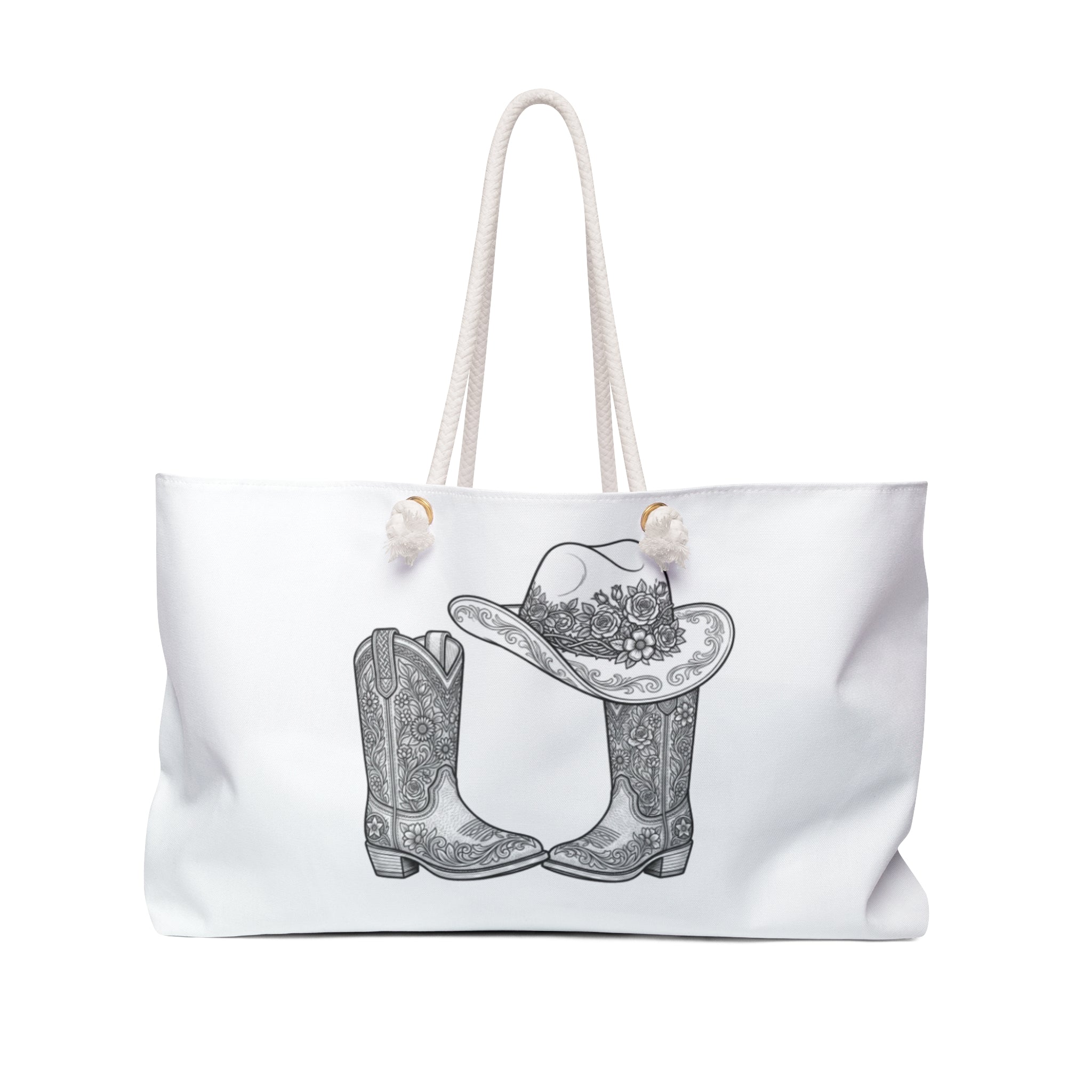 Cowgirl Boots & Hat Weekender Bag — Floral Western Travel Tote