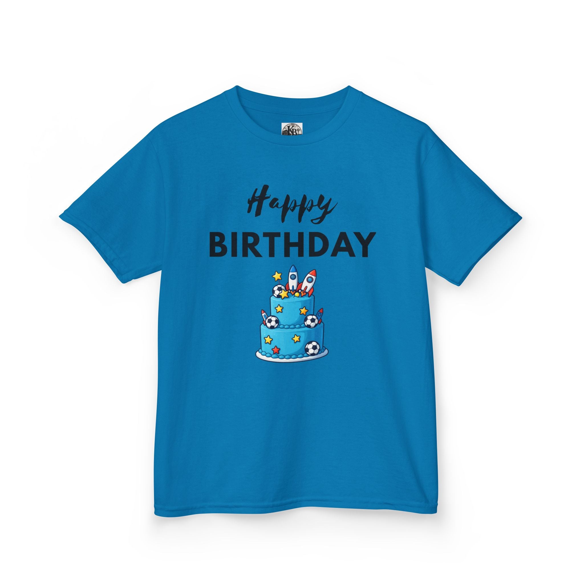 Kids 'Happy Birthday' Cake T-Shirt — Cute Blue Birthday Tee for Children