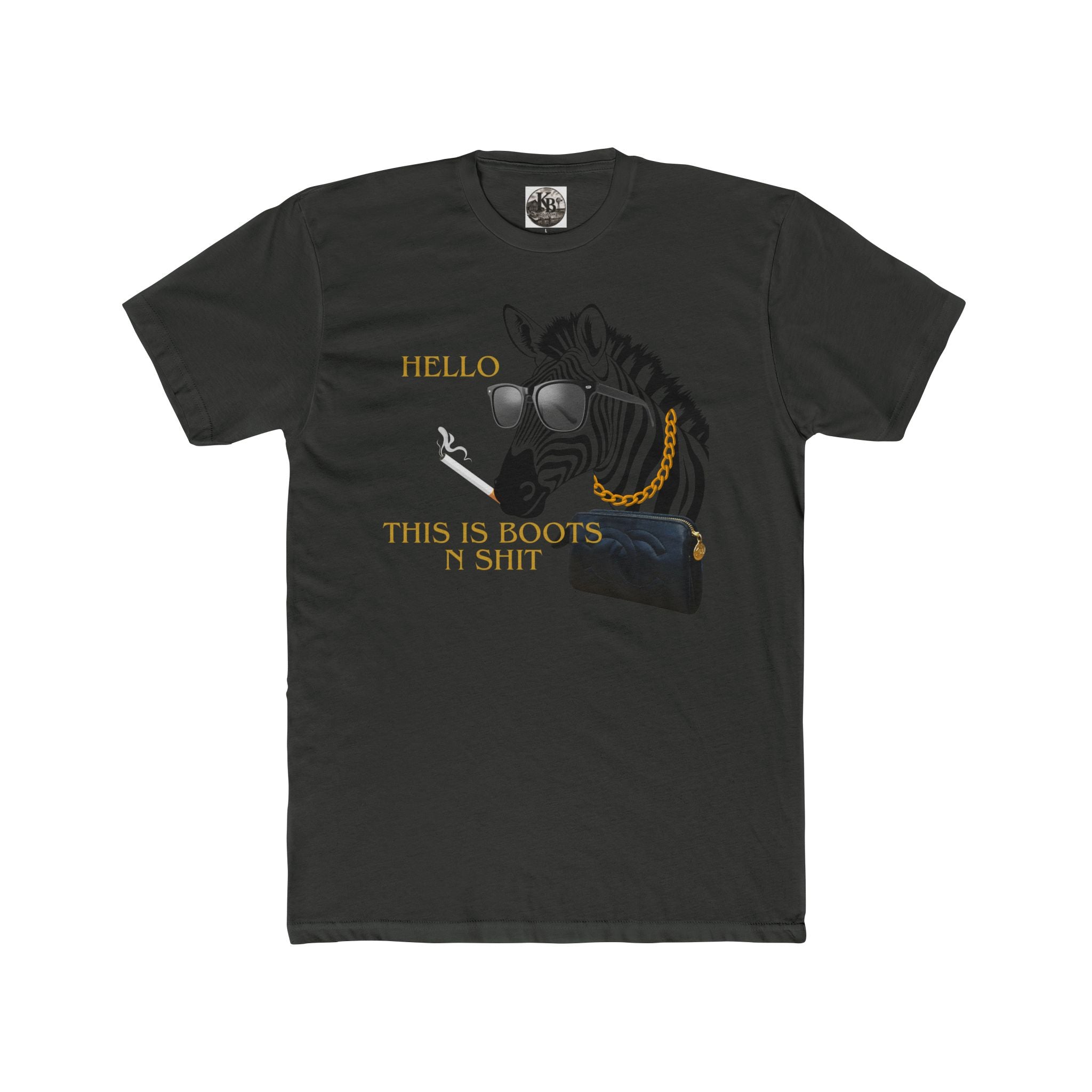 Hello This Is Boots N' Shit Zebra Graphic Tee — Funny Animal Sunglasses T-Shirt