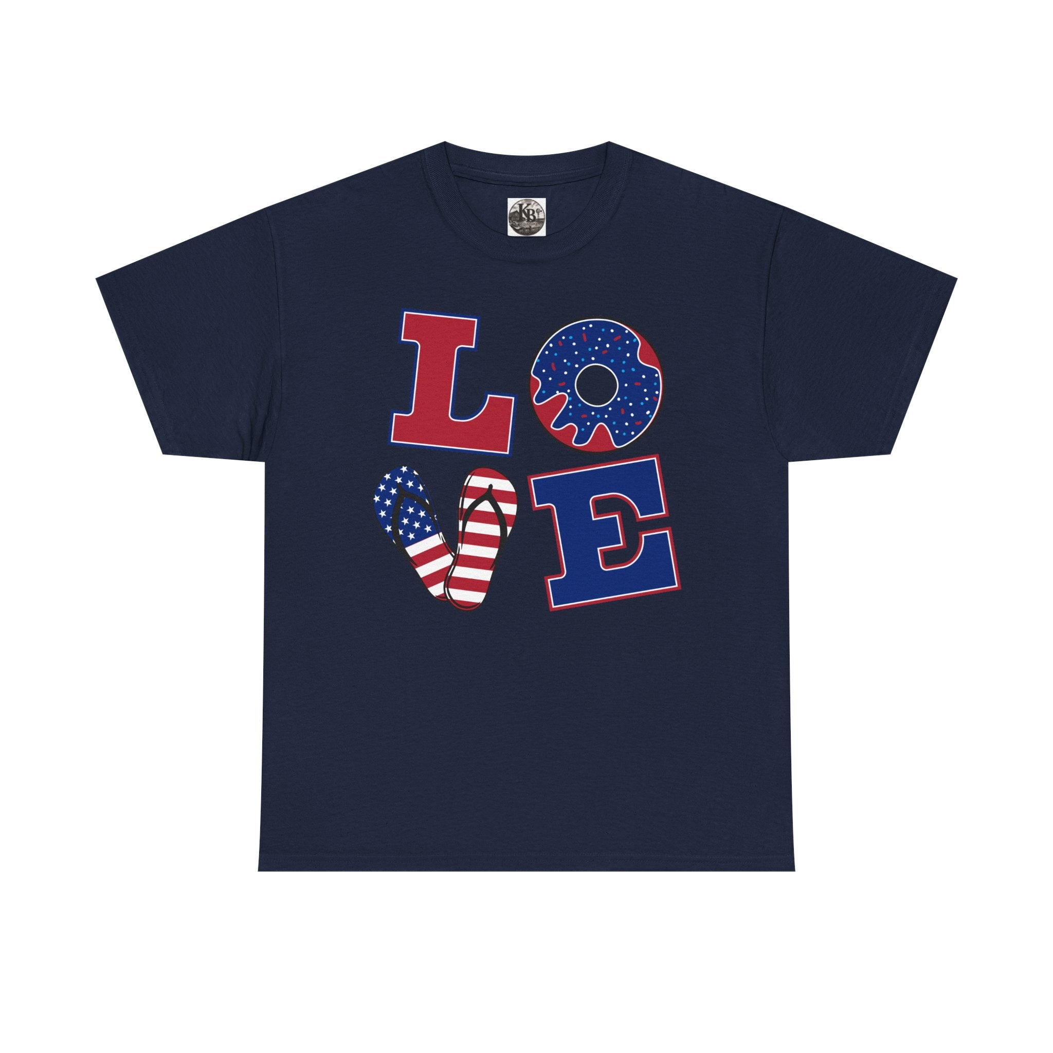 Patriotic 'LOVE' Tee – American Flag Heart Fourth of July Shirt