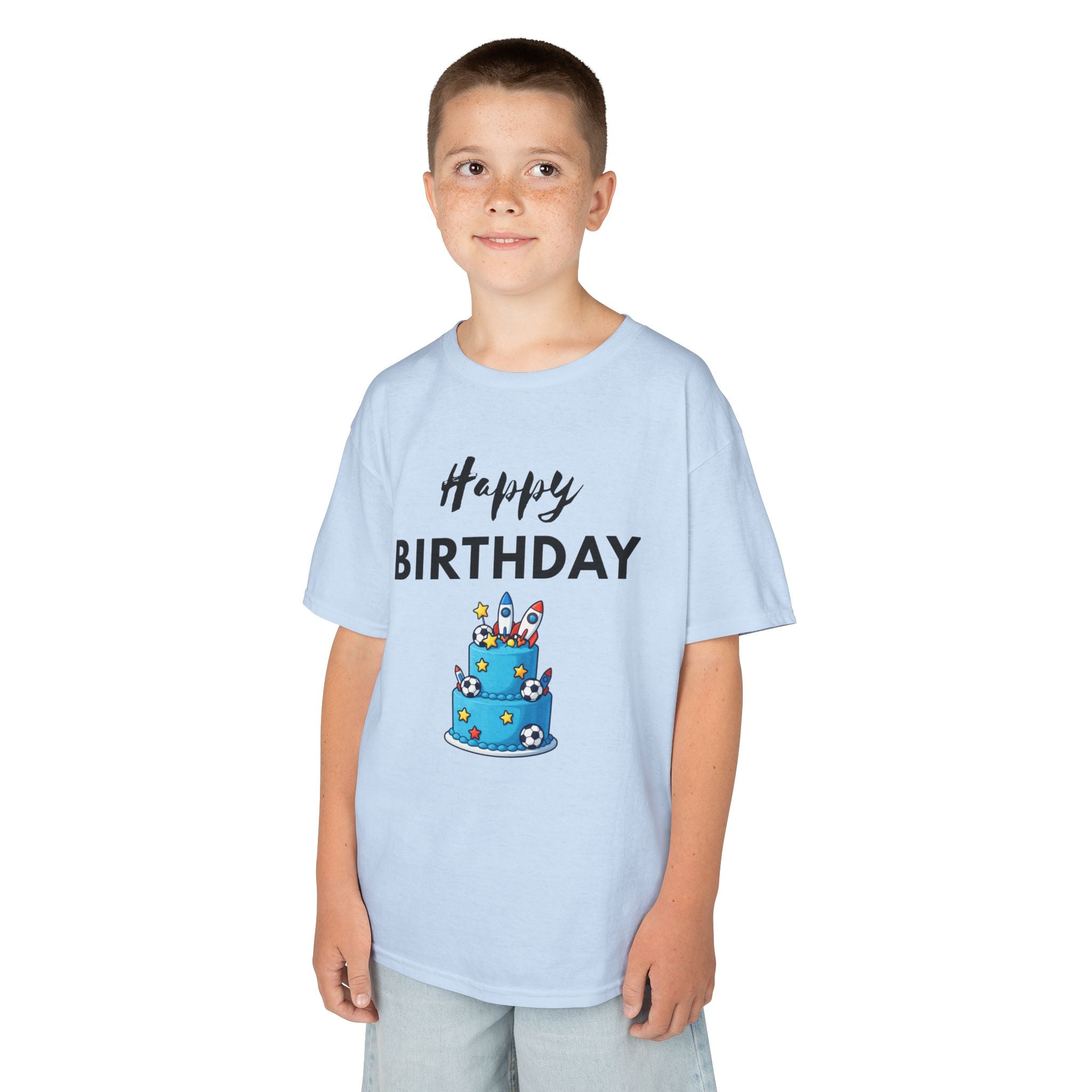 Kids 'Happy Birthday' Cake T-Shirt — Cute Blue Birthday Tee for Children