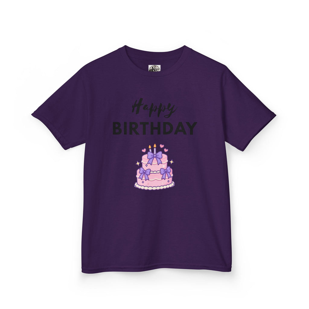 Kids Tee — "Happy Birthday" Pink Cake Graphic