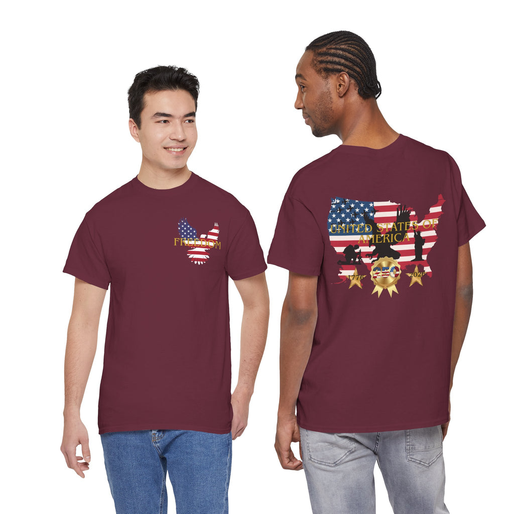 America 250 100% Cotton T-Shirt — Patriotic Fourth of July Tee