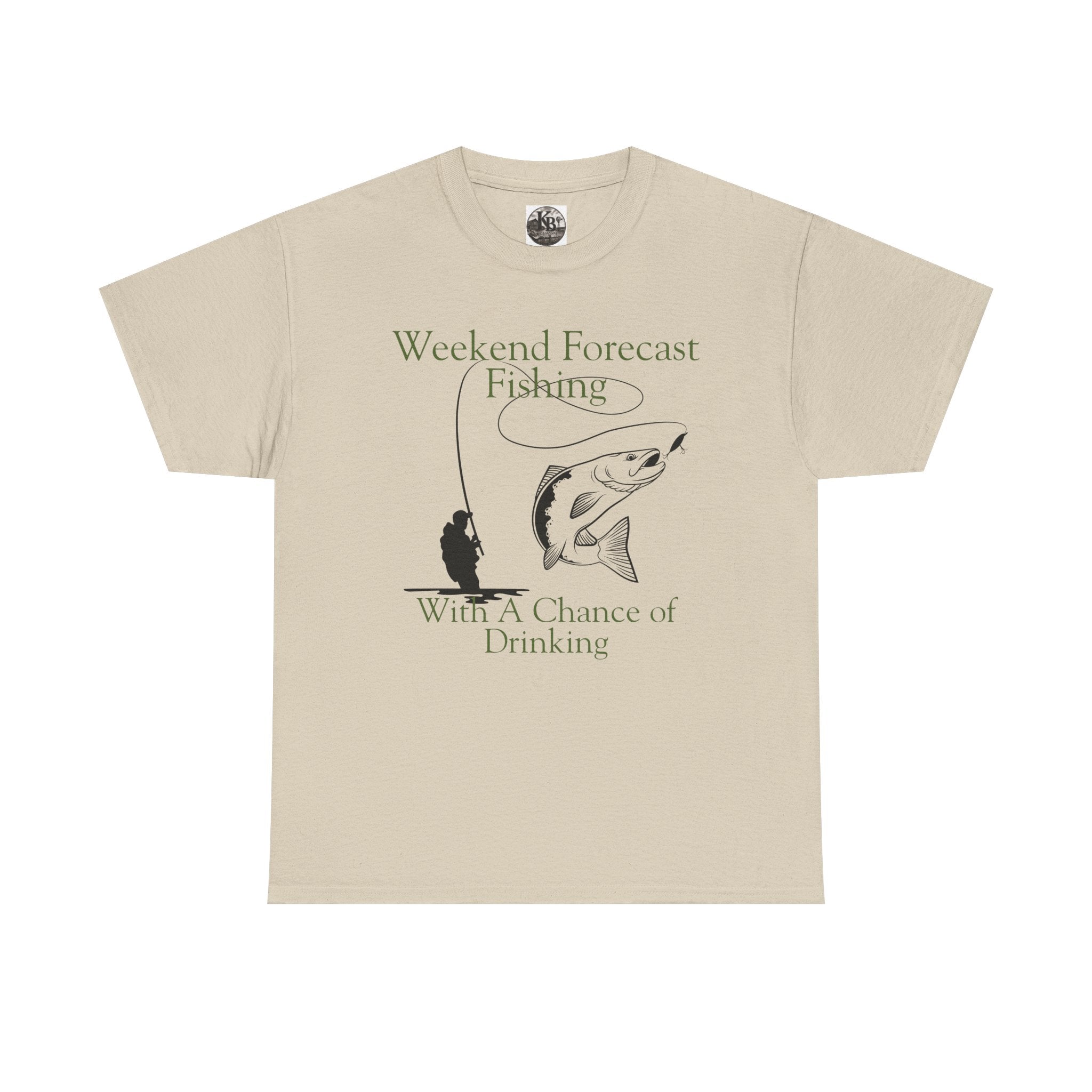 Fishing 100% Cotton T-Shirt — "Weekend Forecast: Fishing With A Chance of Drinking"