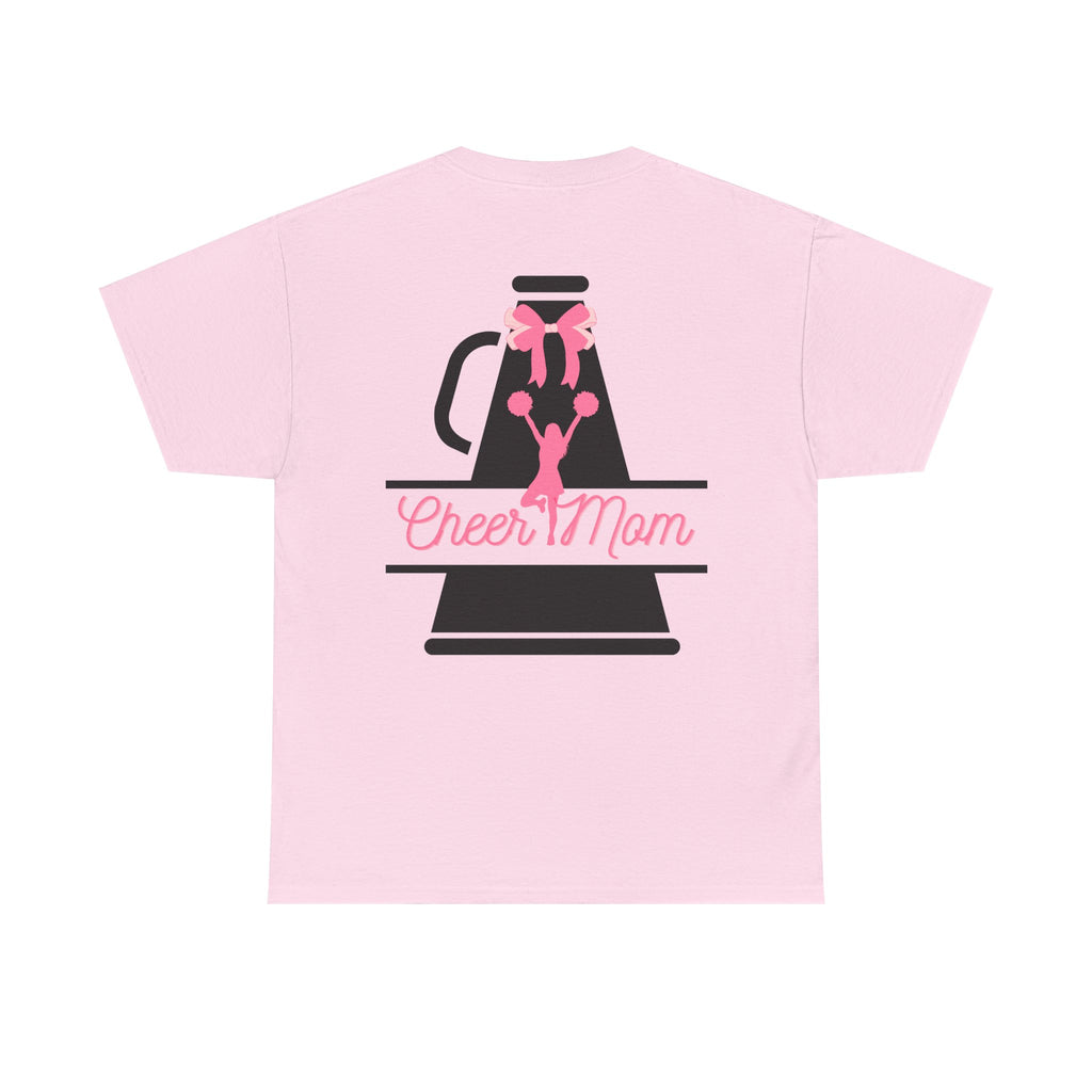 Cheer Mom 100% Cotton T‑Shirt — Pink Cheer Megaphone Graphic Tee for Moms