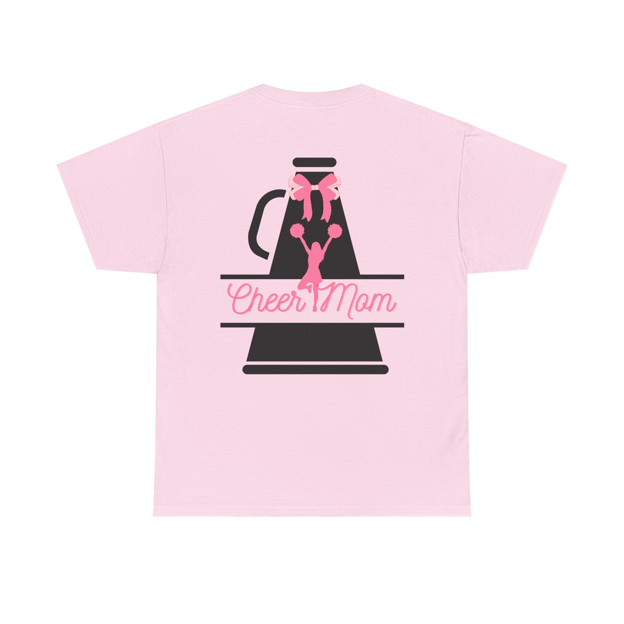Cheer Mom 100% Cotton T‑Shirt — Pink Cheer Megaphone Graphic Tee for Moms