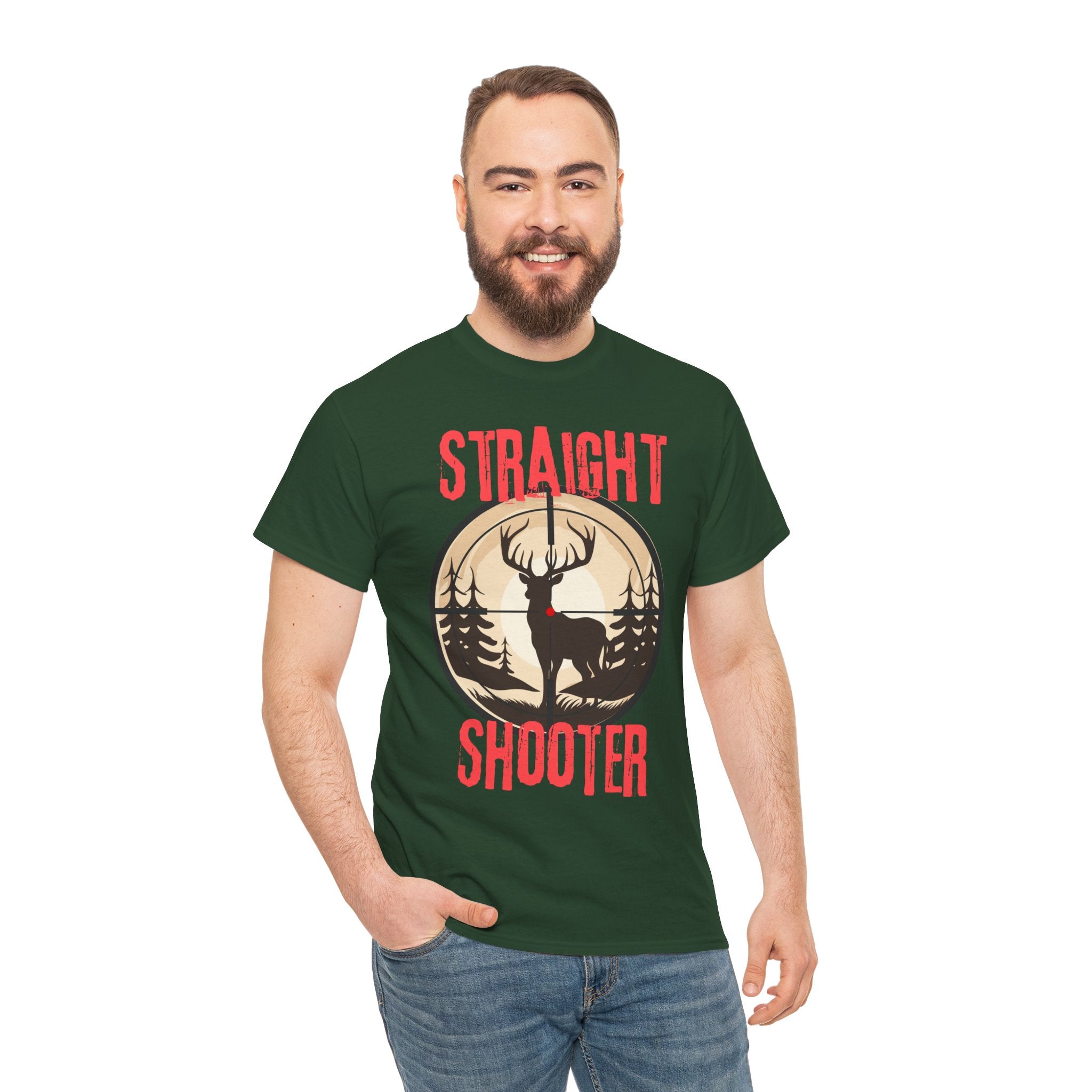Deer Hunter "Straight Shooter" 100% Cotton T-Shirt - Vintage Outdoors Hunting Tee