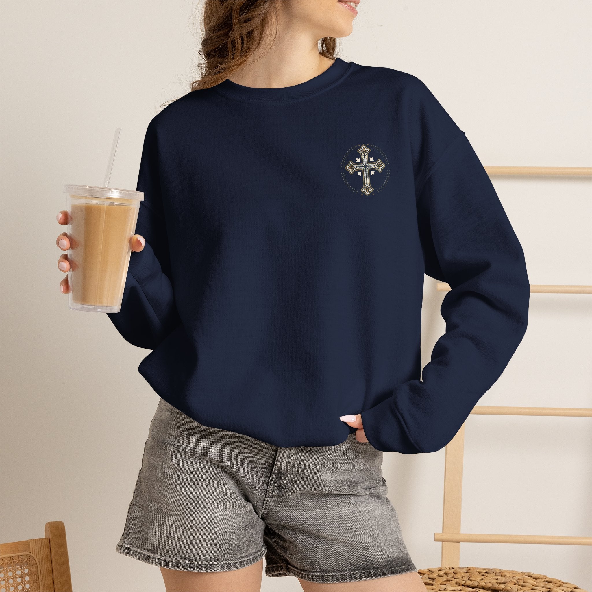 Crewneck Sweatshirt — Minimal Cross Logo & 'Jael Still Becoming Bible Study