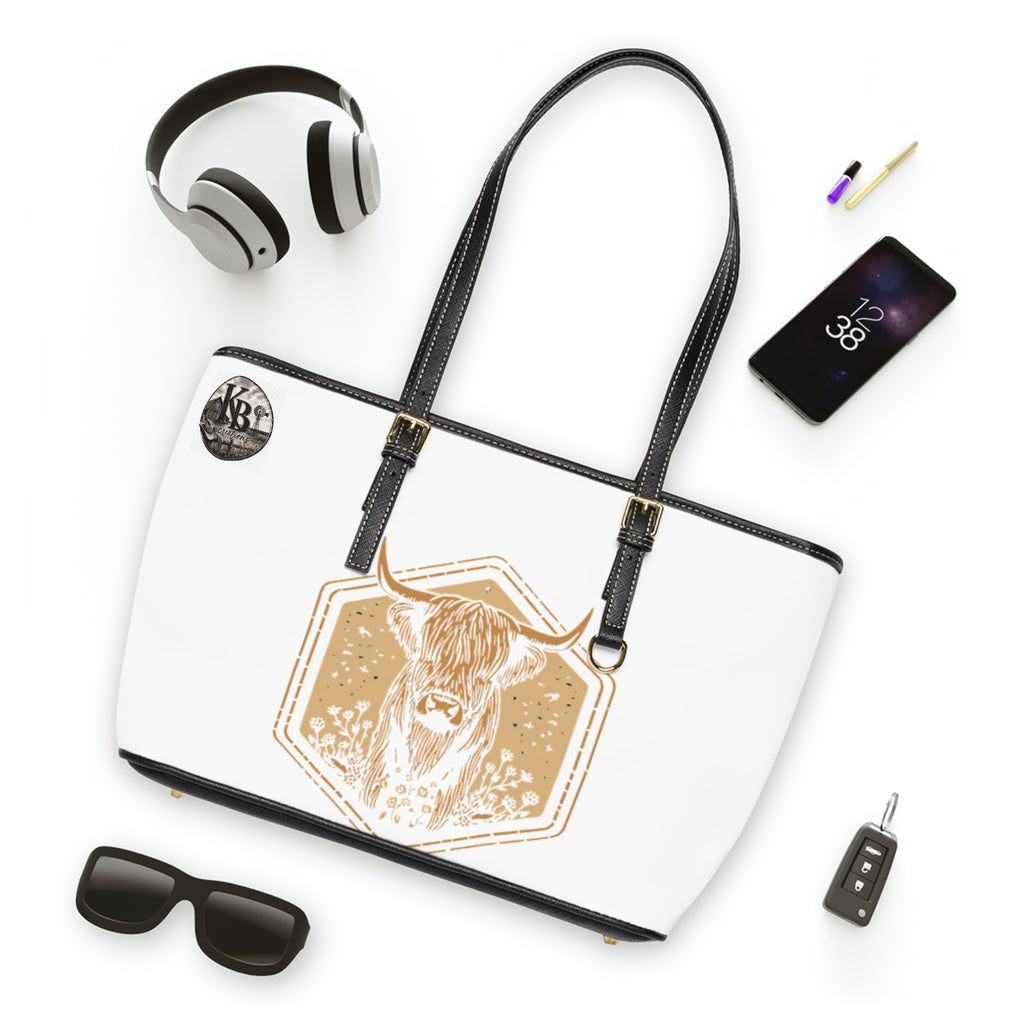 Highland Cow PU Leather Shoulder Bag — Rustic Animal Tote for Everyday & Gifts