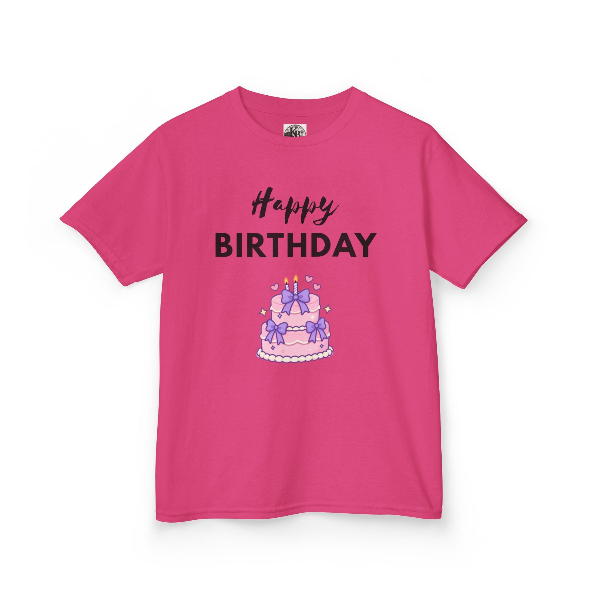 Kids Tee — "Happy Birthday" Pink Cake Graphic