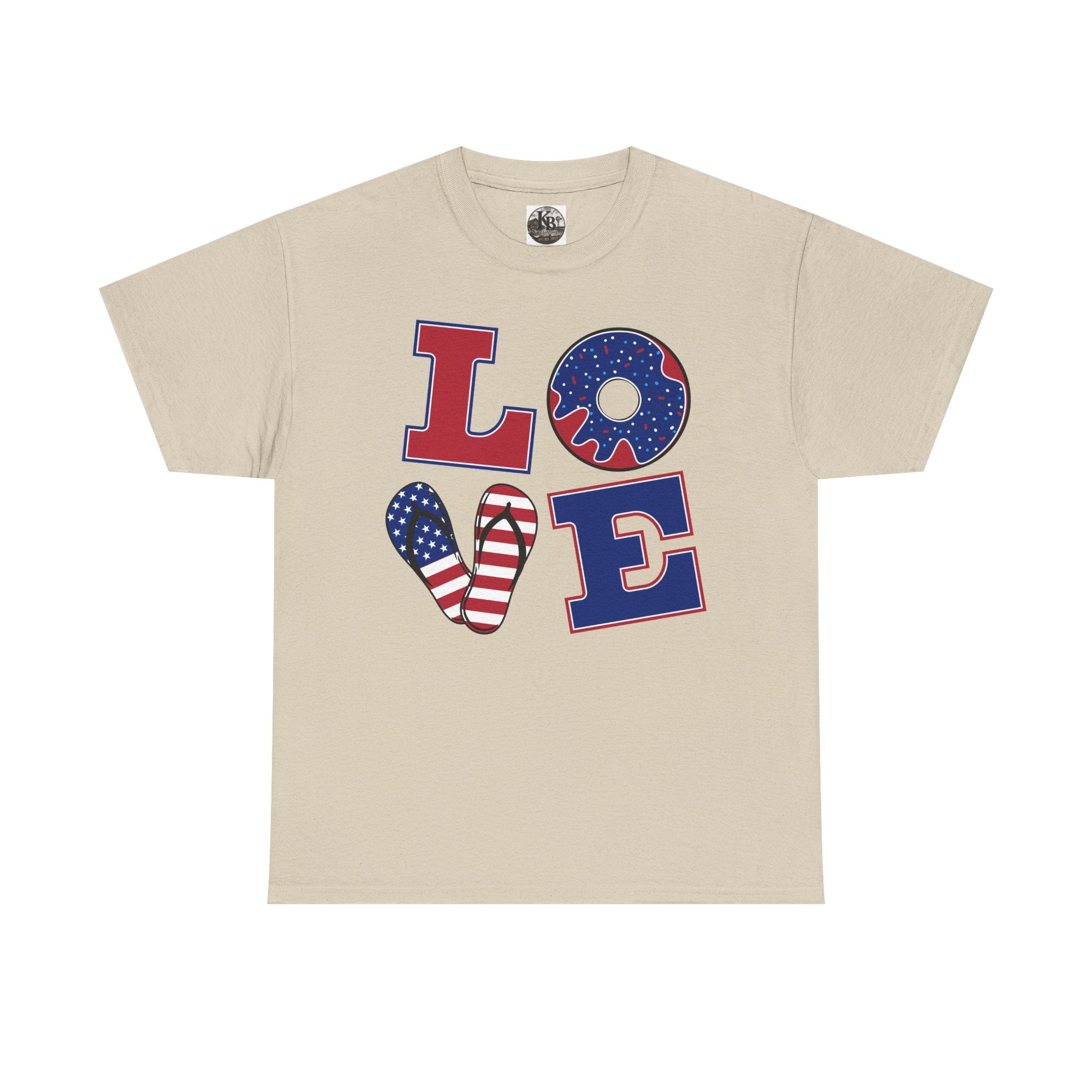 Patriotic 'LOVE' Tee – American Flag Heart Fourth of July Shirt