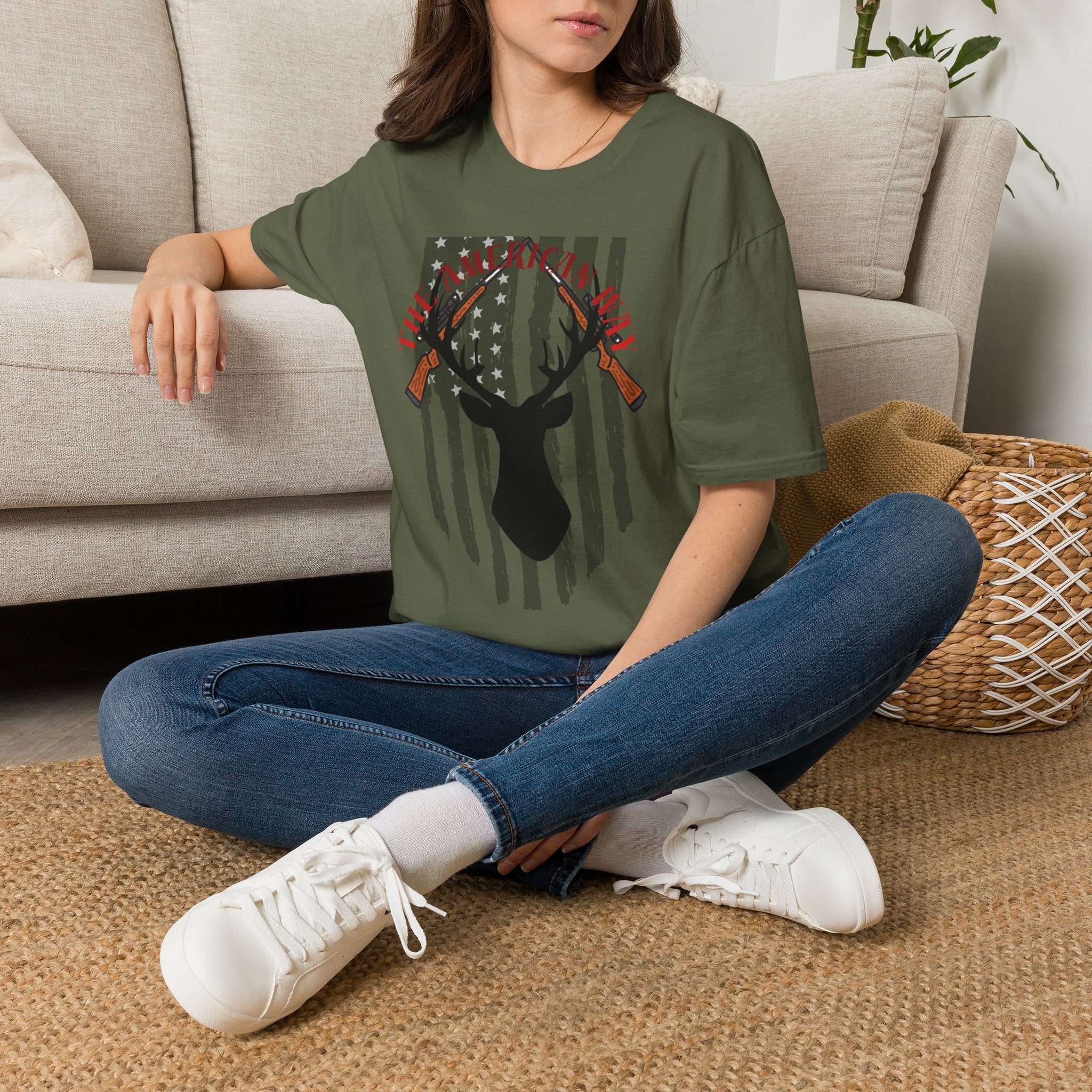 American Hunt T-Shirt — 'The American Hunt' Deer & Rifles Patriotic Graphic Tee