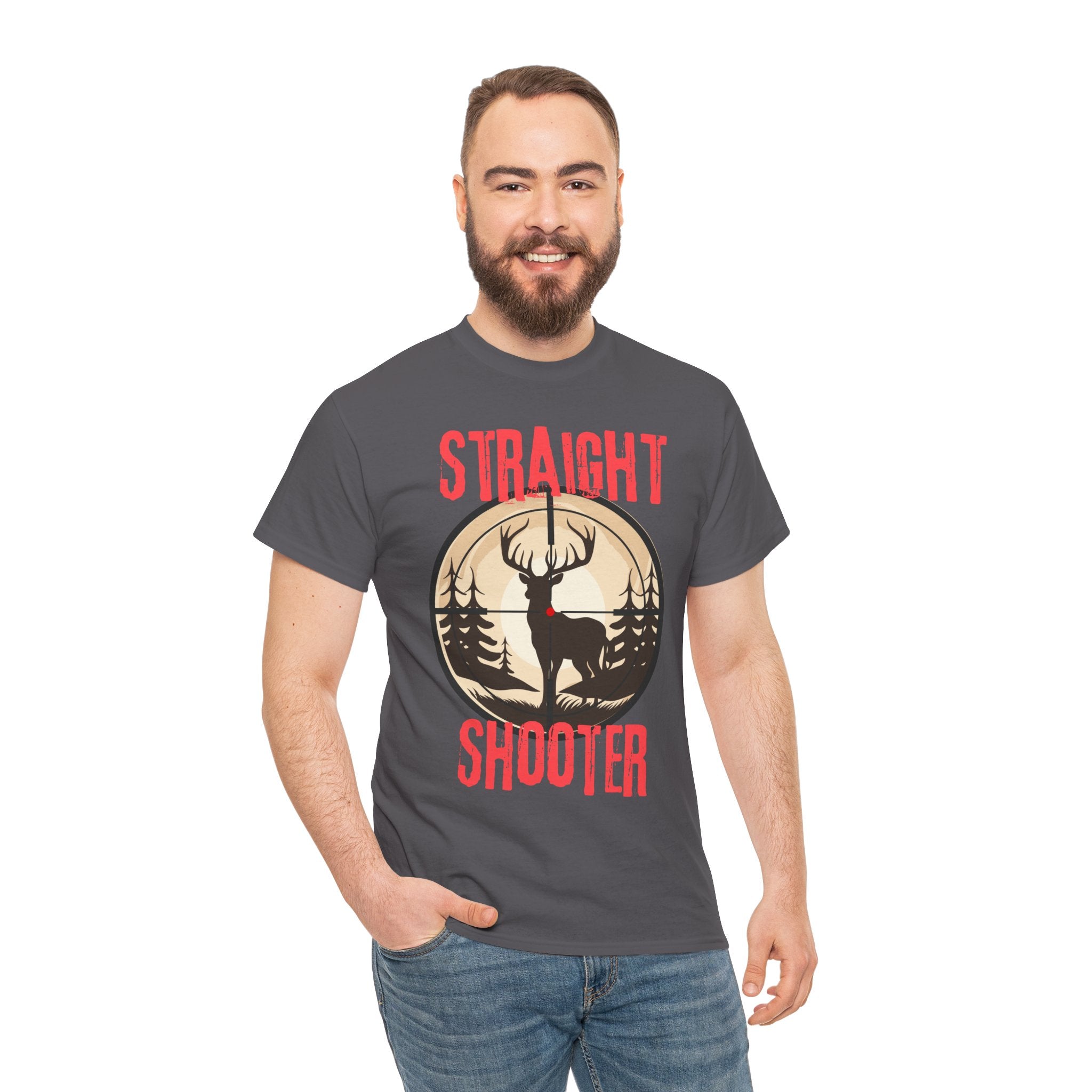 Deer Hunter "Straight Shooter" 100% Cotton T-Shirt - Vintage Outdoors Hunting Tee