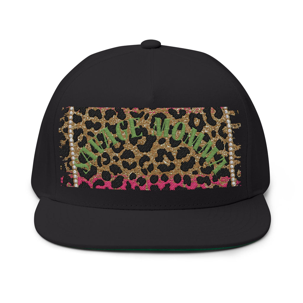 Savage Momma Embroidered Flat Bill Cap — Cheetah Print Hat