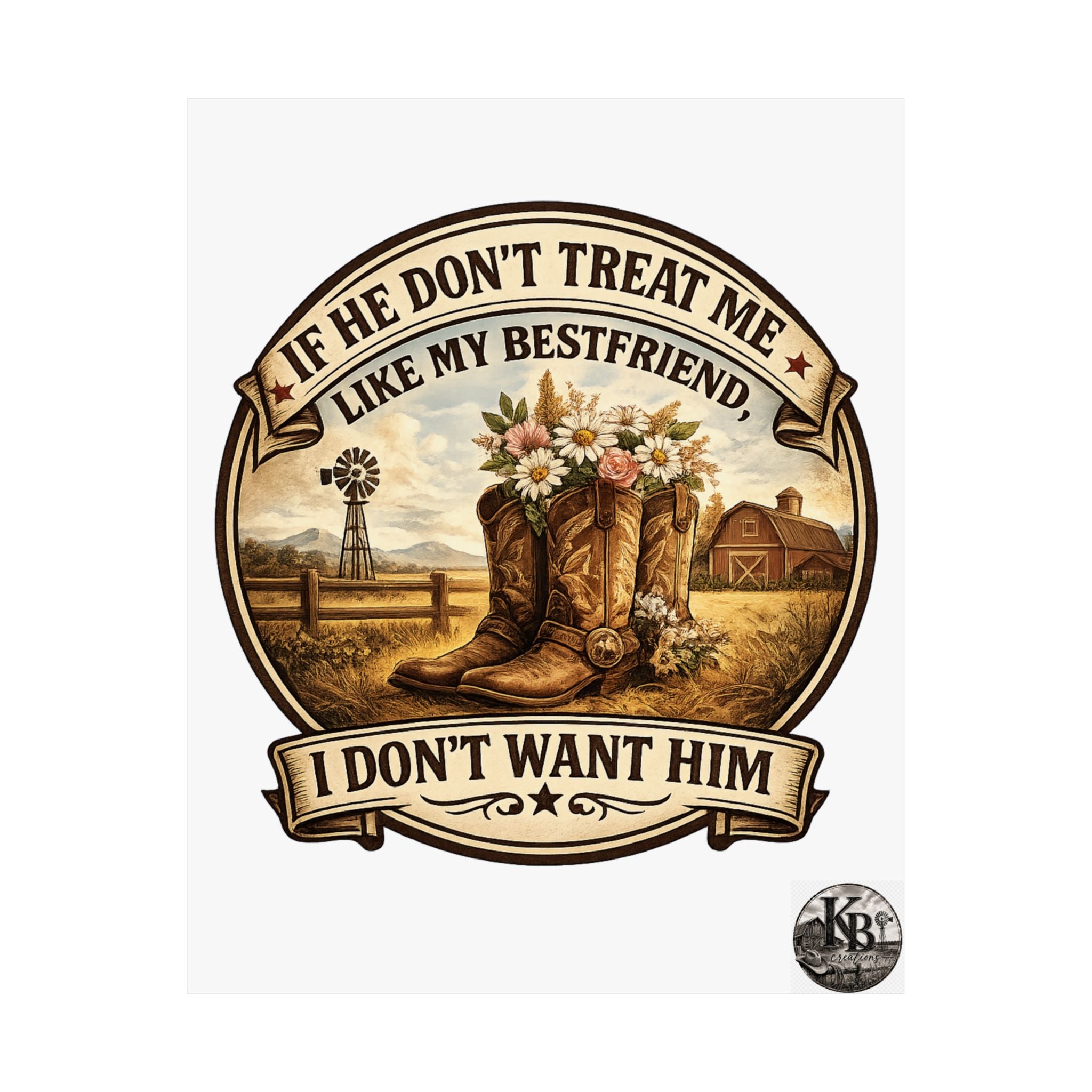 If He Don't Treat Me Like My Bestfriend Poster — Matte Vertical Wall Art