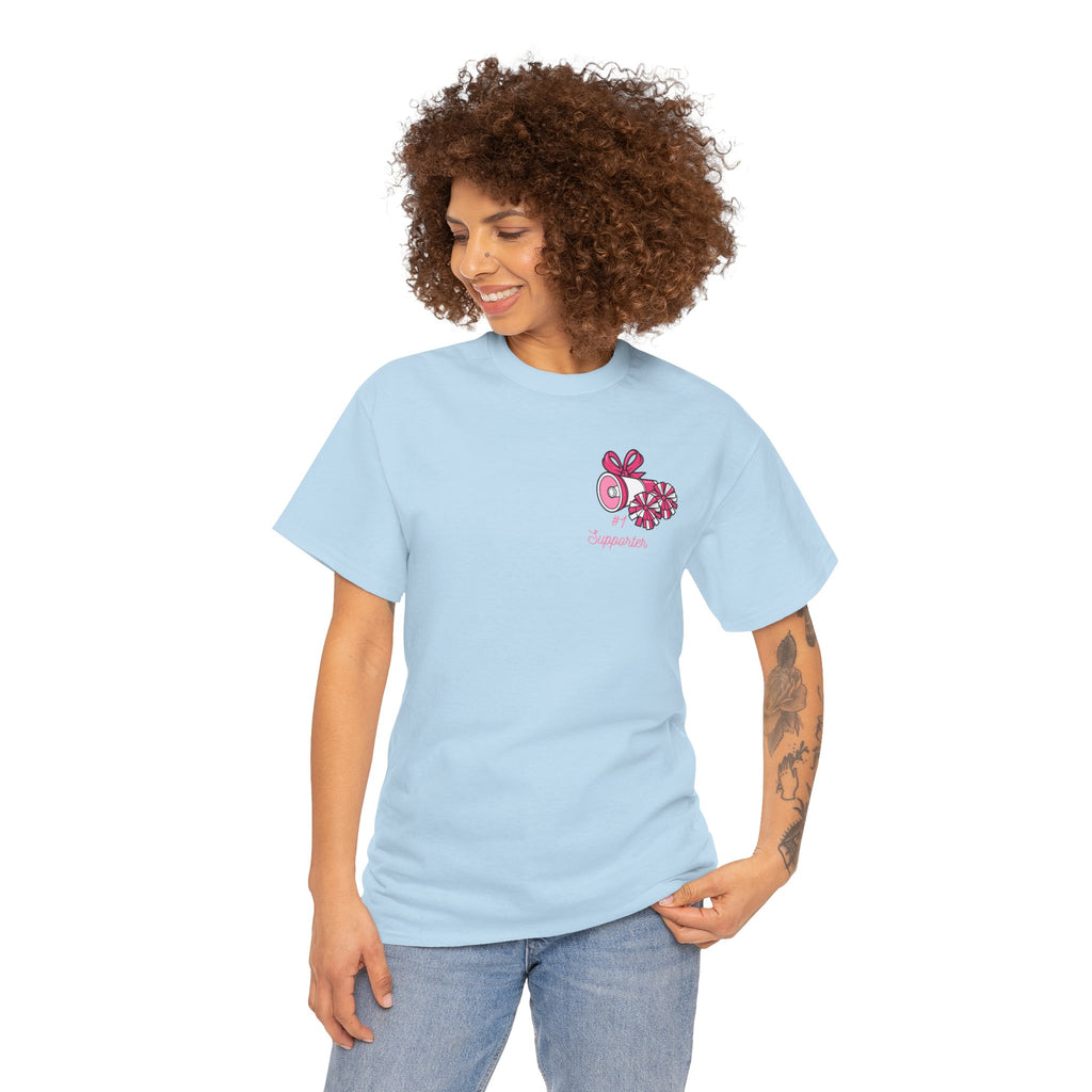 Cheer Mom 100% Cotton T‑Shirt — Pink Cheer Megaphone Graphic Tee for Moms