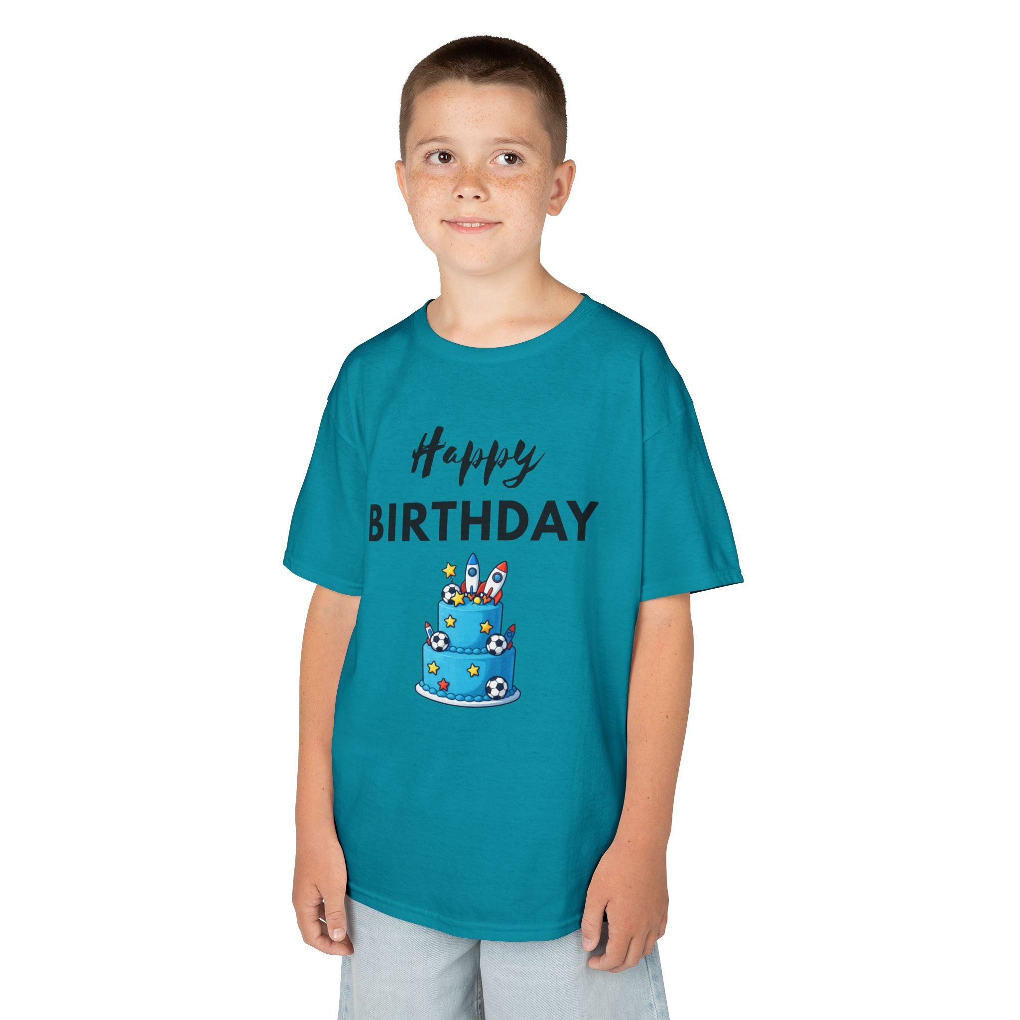 Kids 'Happy Birthday' Cake T-Shirt — Cute Blue Birthday Tee for Children