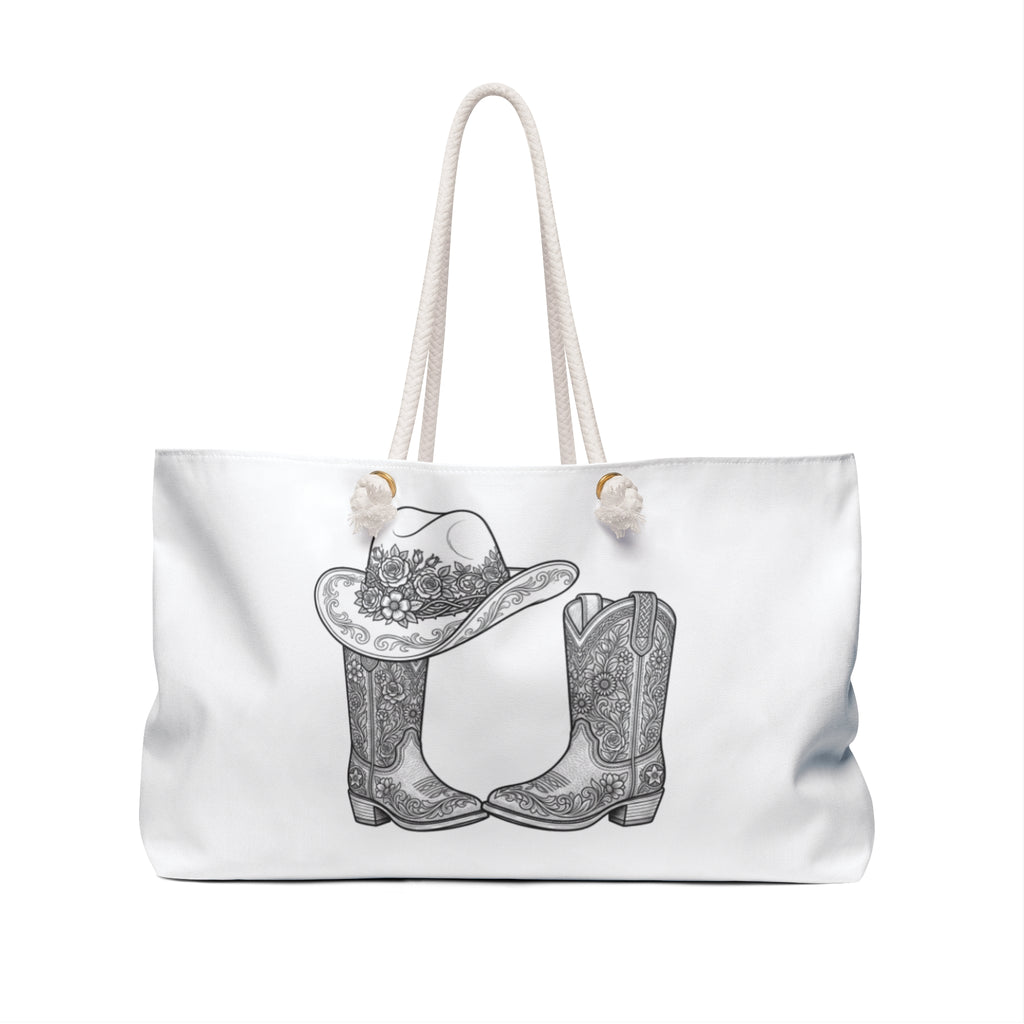 Cowgirl Boots & Hat Weekender Bag — Floral Western Travel Tote