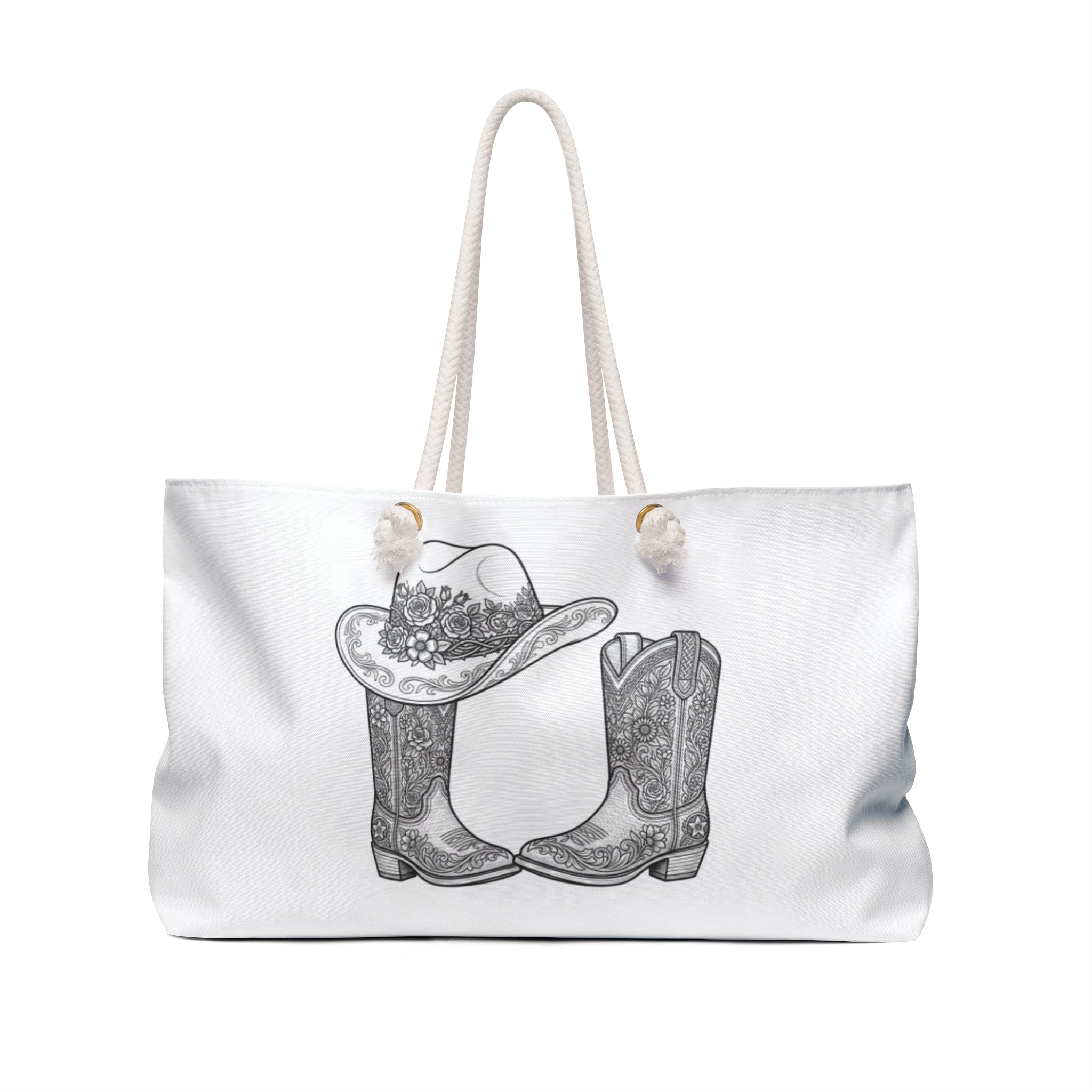 Cowgirl Boots & Hat Weekender Bag — Floral Western Travel Tote