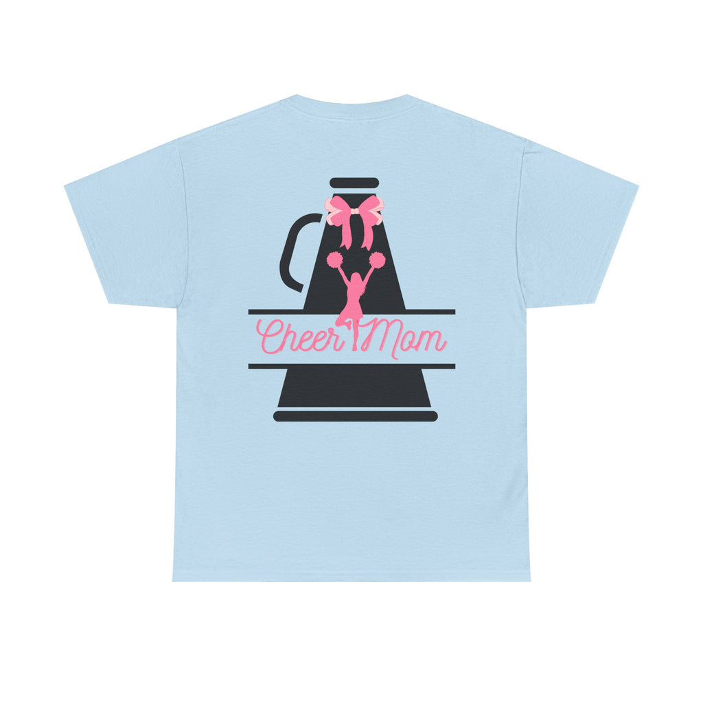 Cheer Mom 100% Cotton T‑Shirt — Pink Cheer Megaphone Graphic Tee for Moms