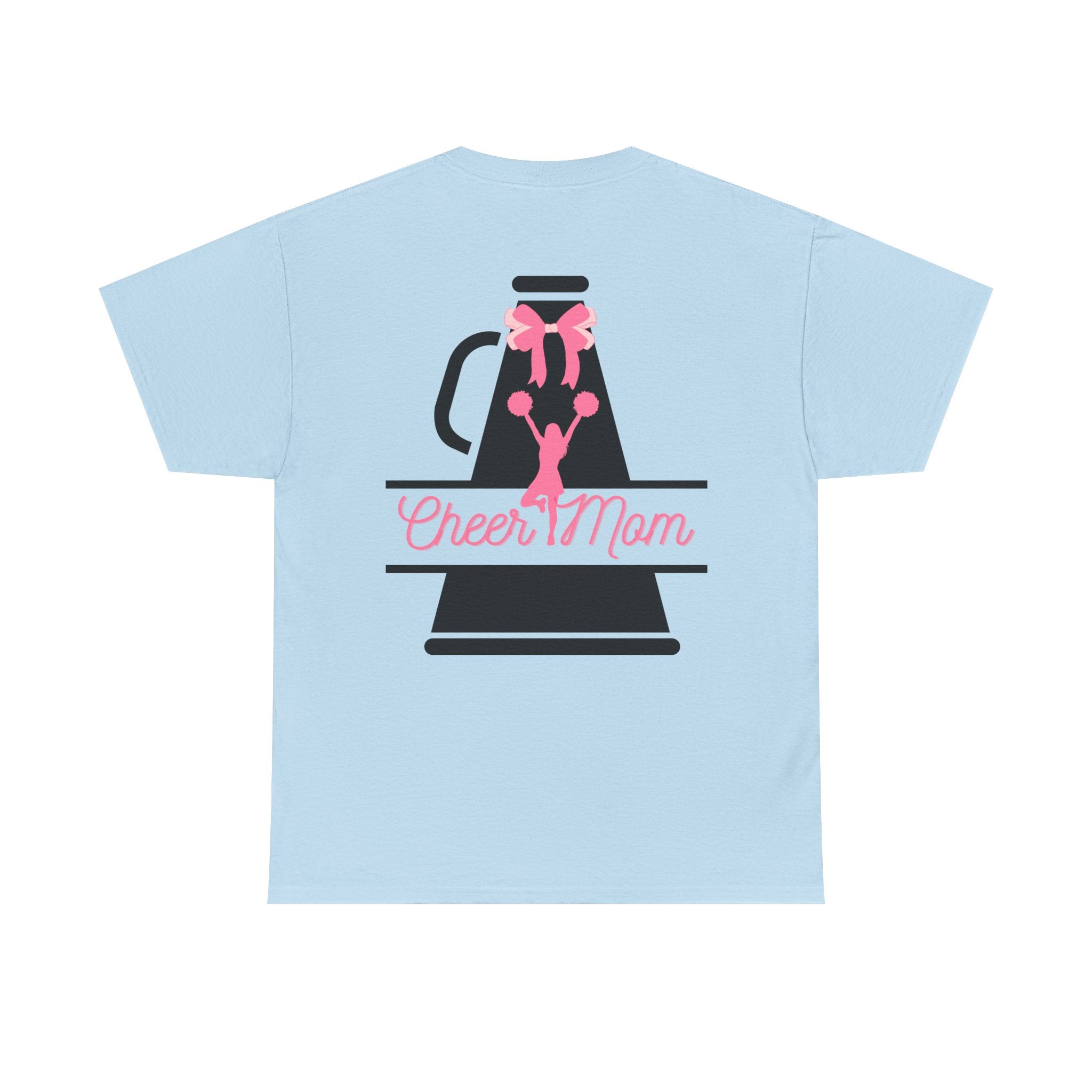 Cheer Mom 100% Cotton T‑Shirt — Pink Cheer Megaphone Graphic Tee for Moms