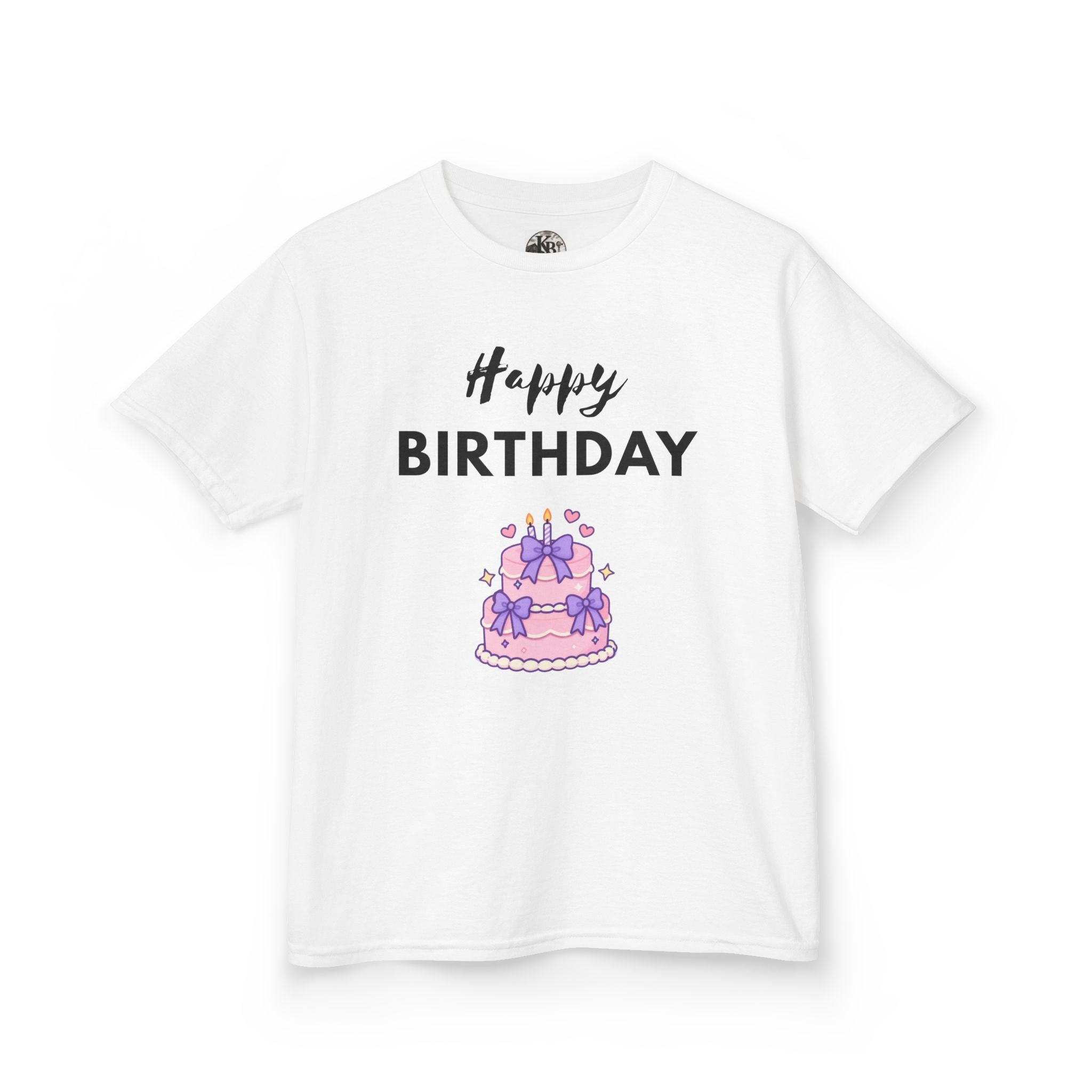 Kids Tee — "Happy Birthday" Pink Cake Graphic