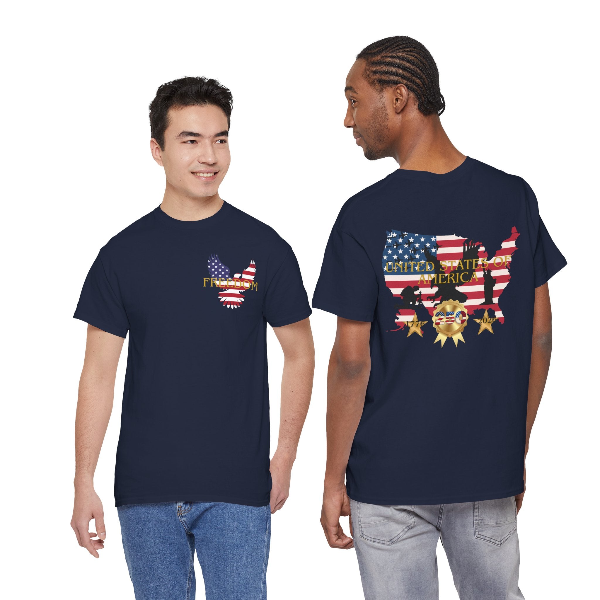 America 250 100% Cotton T-Shirt — Patriotic Fourth of July Tee