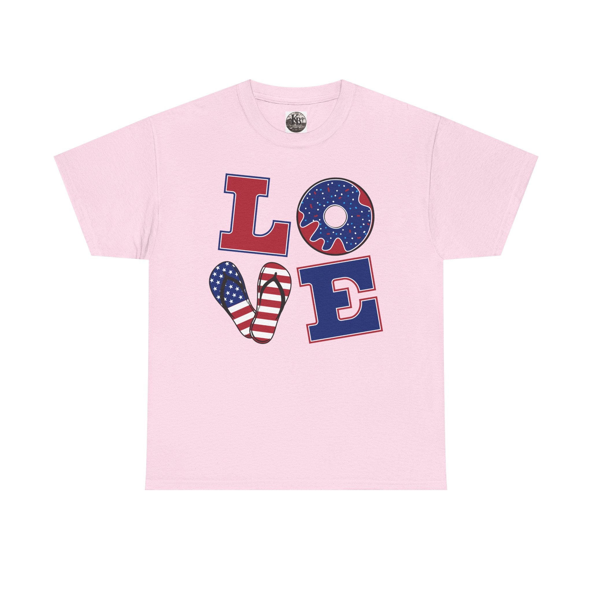 Patriotic 'LOVE' Tee – American Flag Heart Fourth of July Shirt