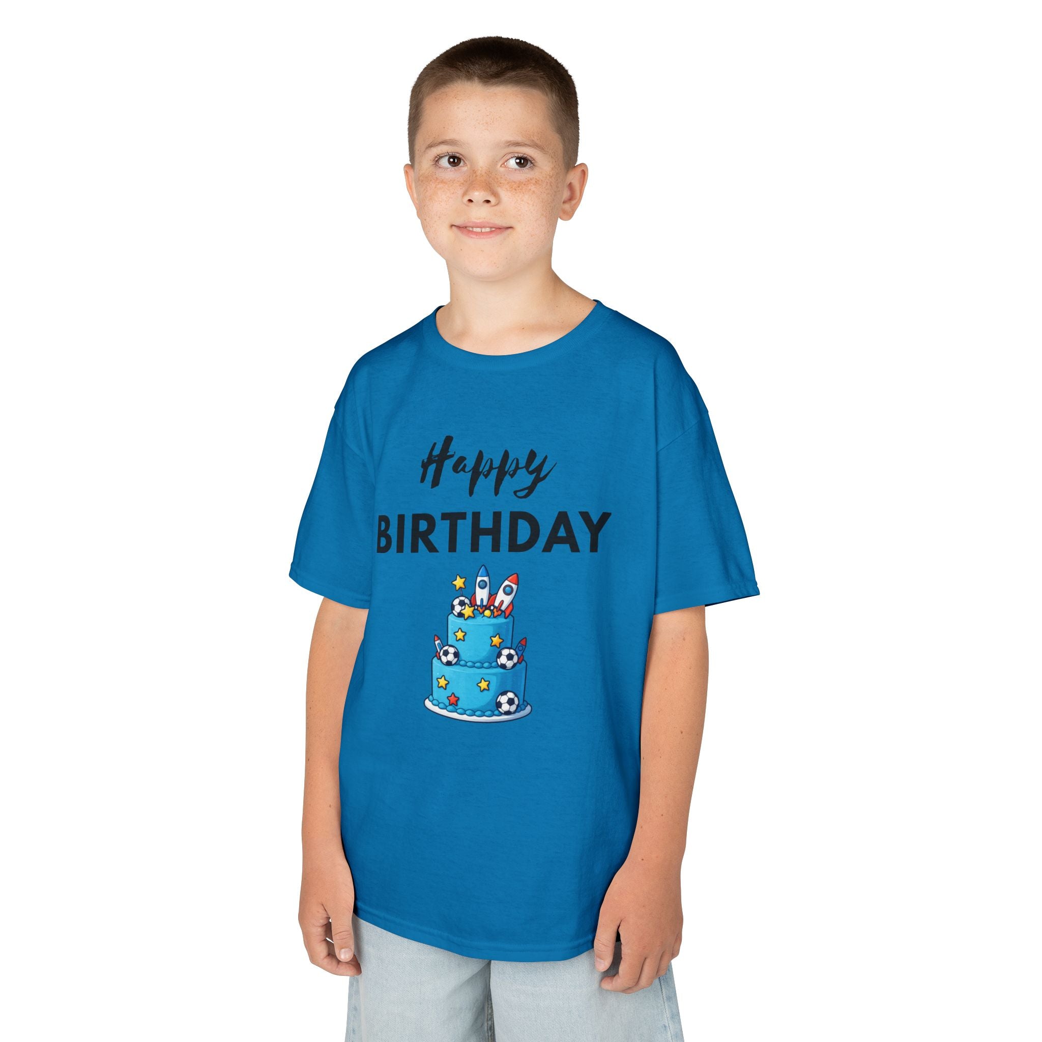 Kids 'Happy Birthday' Cake T-Shirt — Cute Blue Birthday Tee for Children
