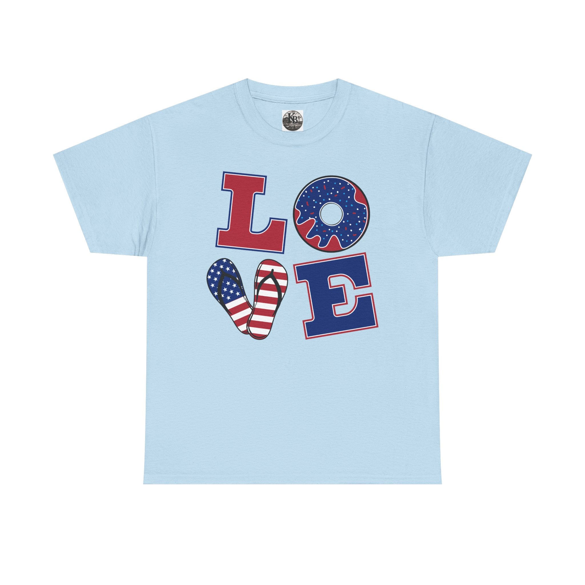 Patriotic 'LOVE' Tee – American Flag Heart Fourth of July Shirt