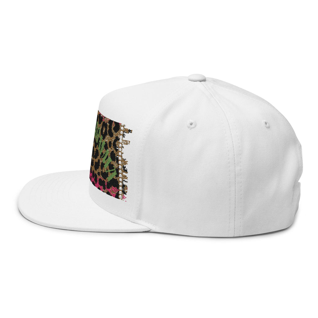 Savage Momma Embroidered Flat Bill Cap — Cheetah Print Hat