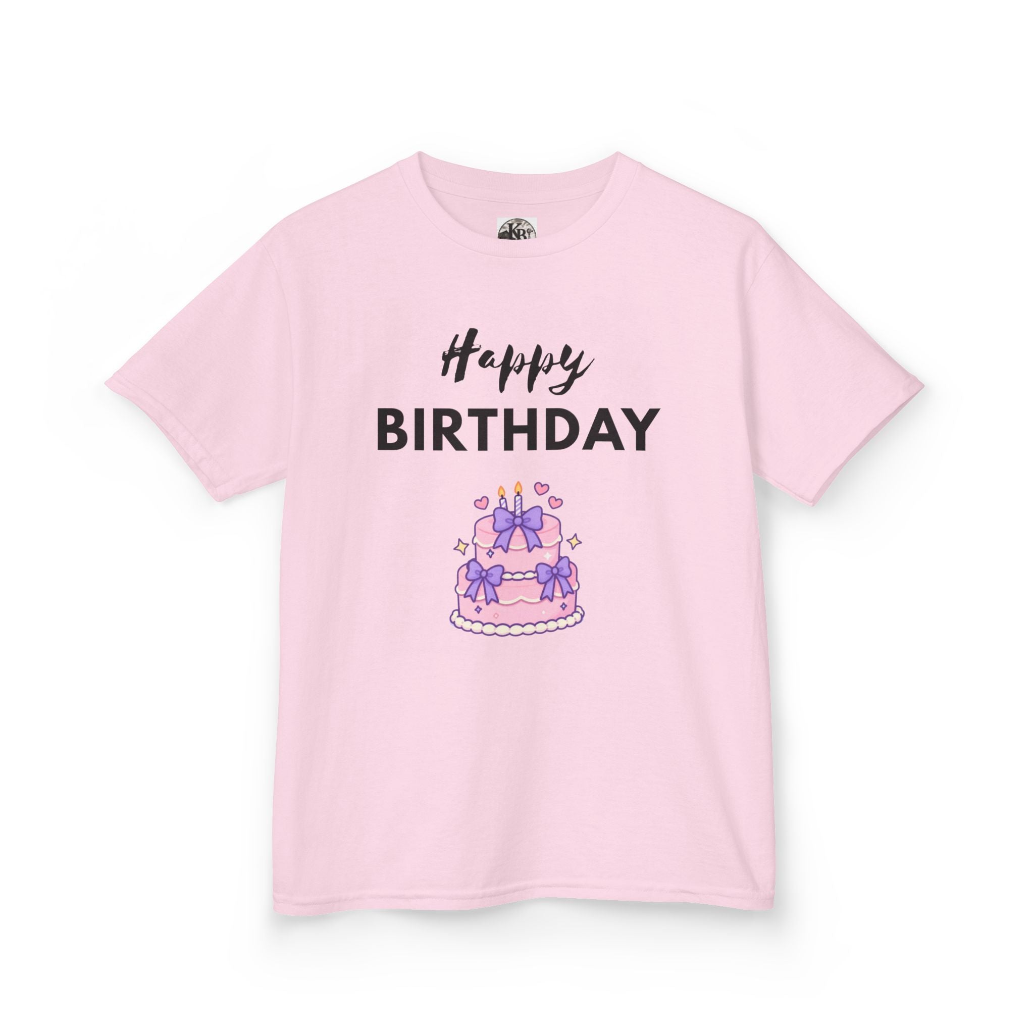 Kids Tee — "Happy Birthday" Pink Cake Graphic