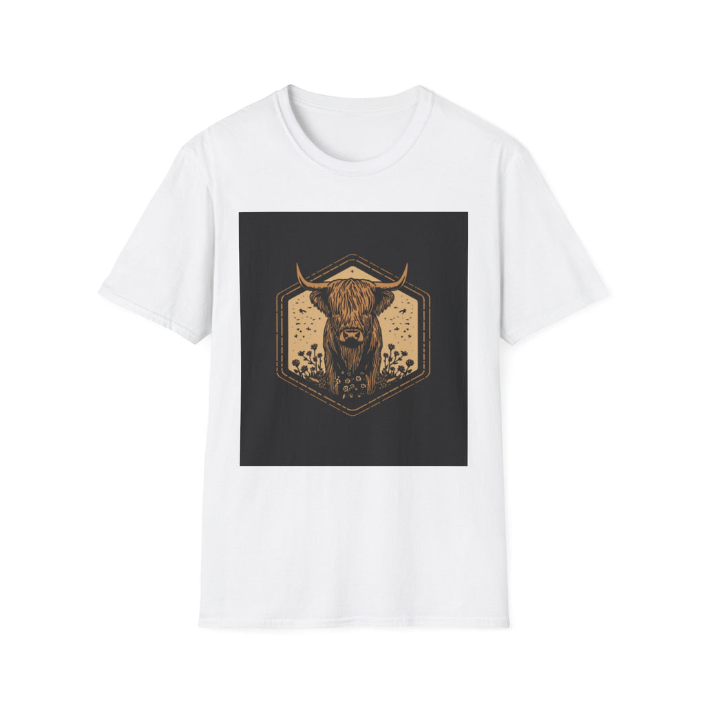 Highland Cow Graphic T-Shirt — Rustic Bull Head Emblem Tee