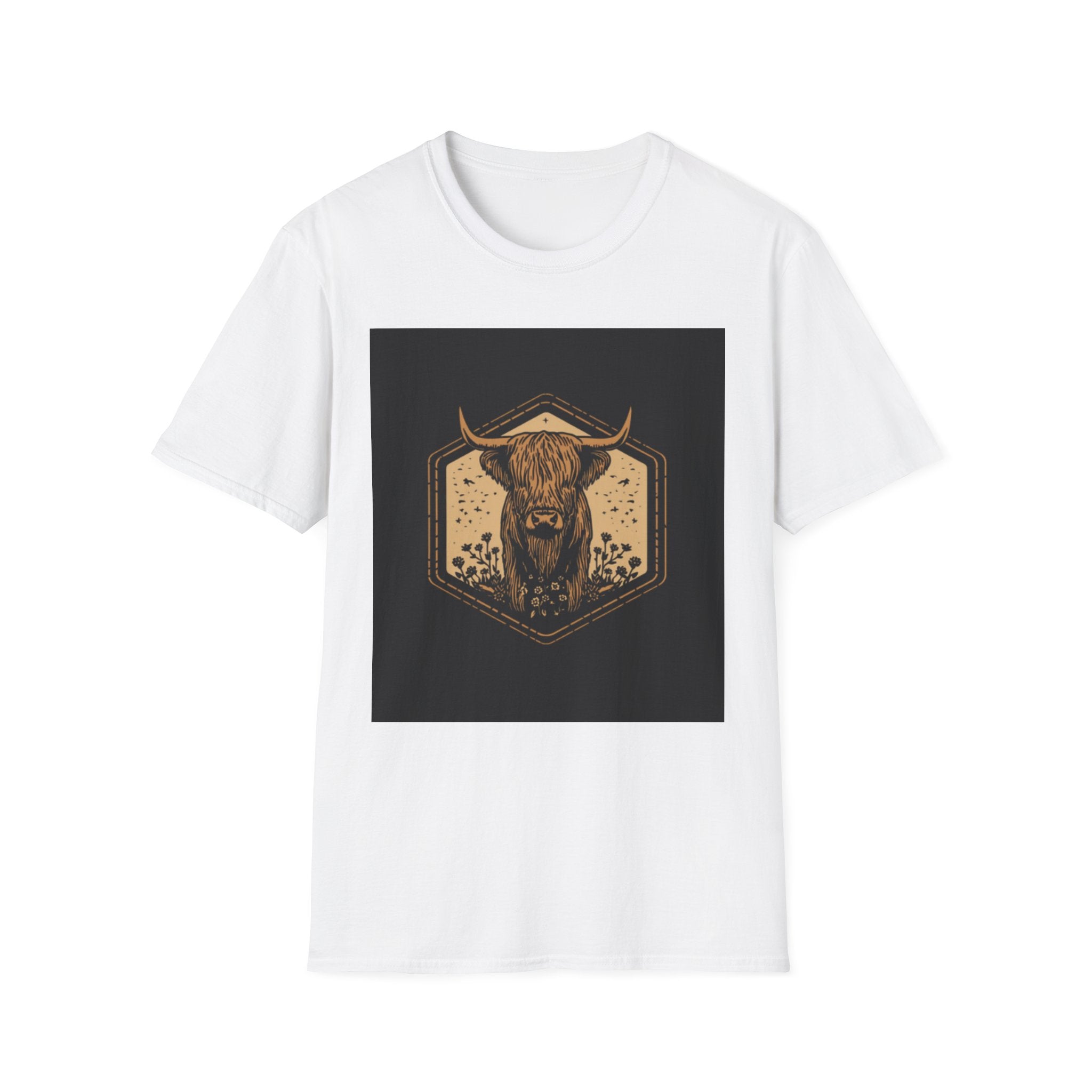 Highland Cow Graphic T-Shirt — Rustic Bull Head Emblem Tee