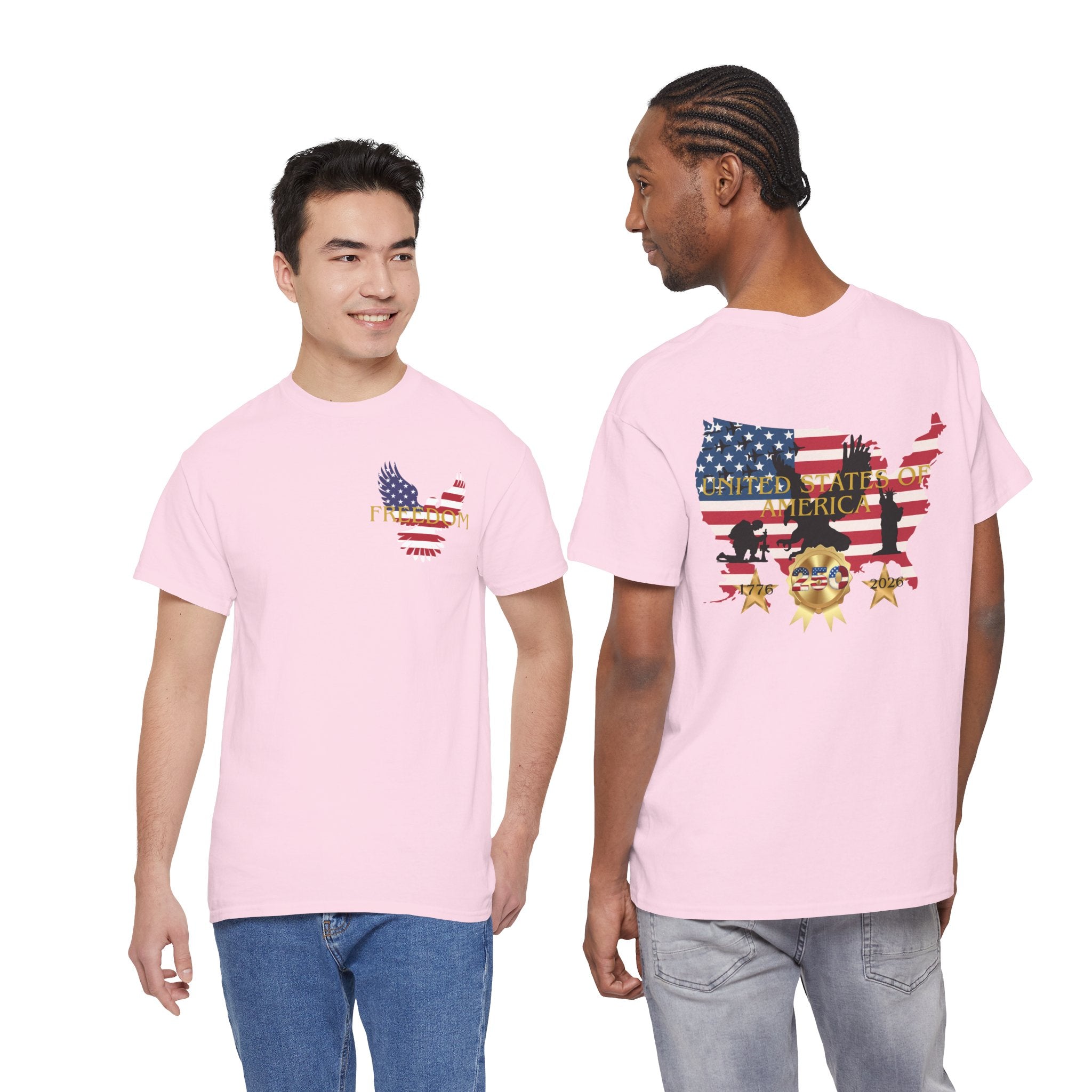 America 250 100% Cotton T-Shirt — Patriotic Fourth of July Tee
