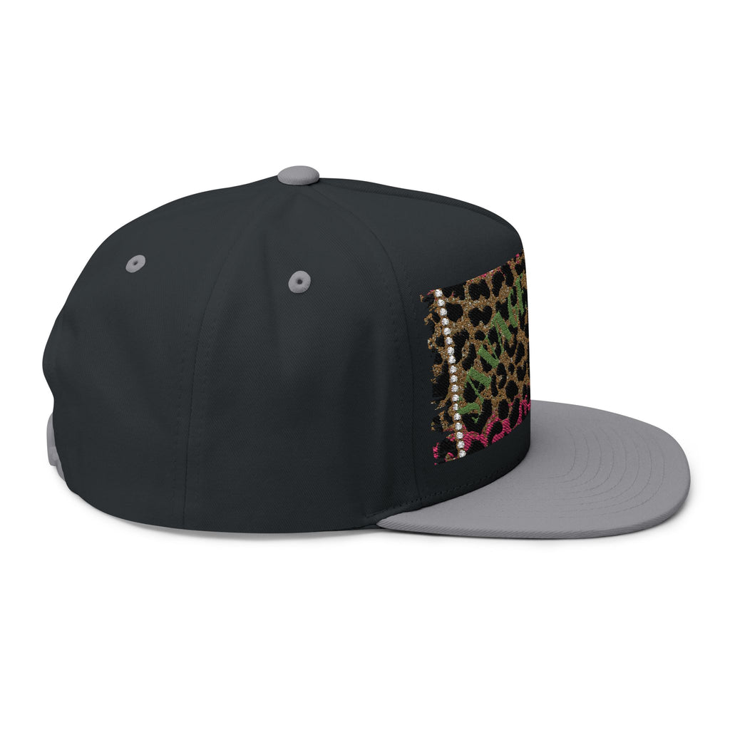 Savage Momma Embroidered Flat Bill Cap — Cheetah Print Hat