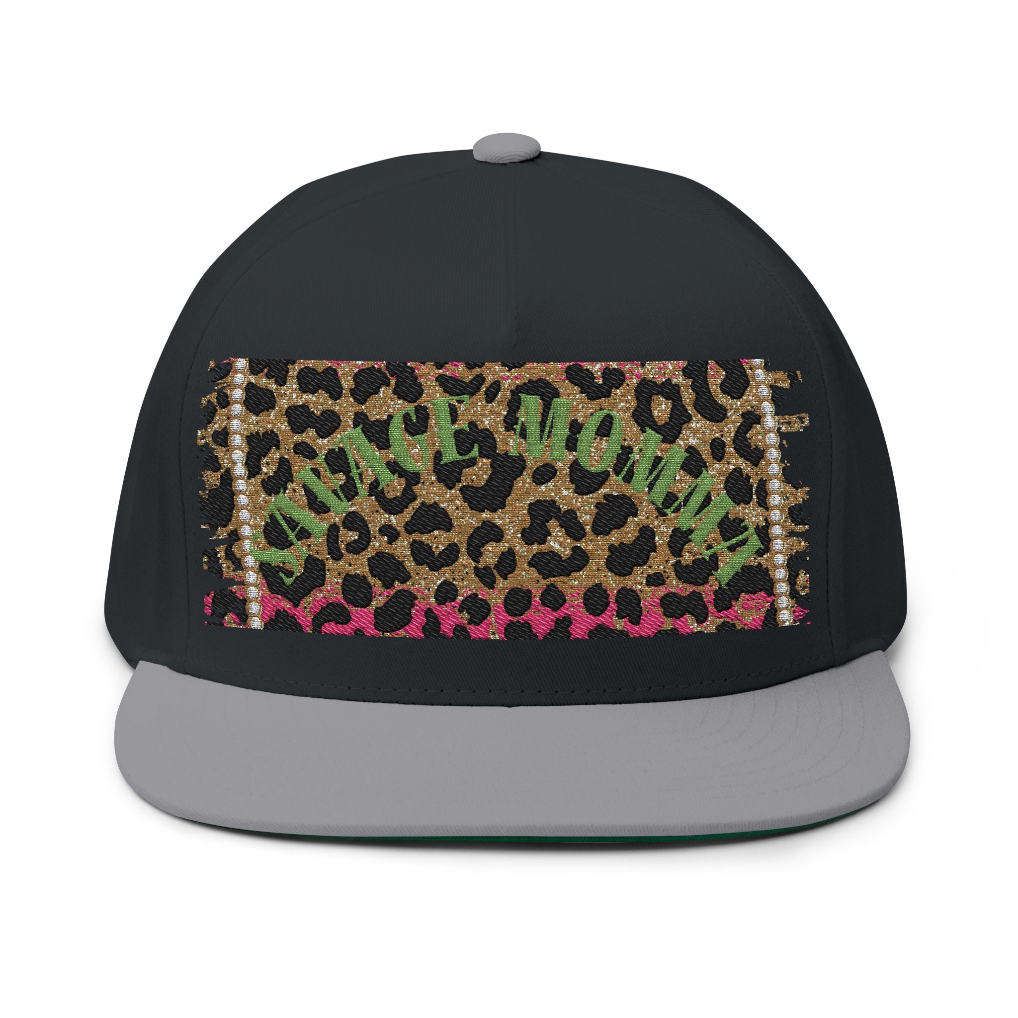 Savage Momma Embroidered Flat Bill Cap — Cheetah Print Hat