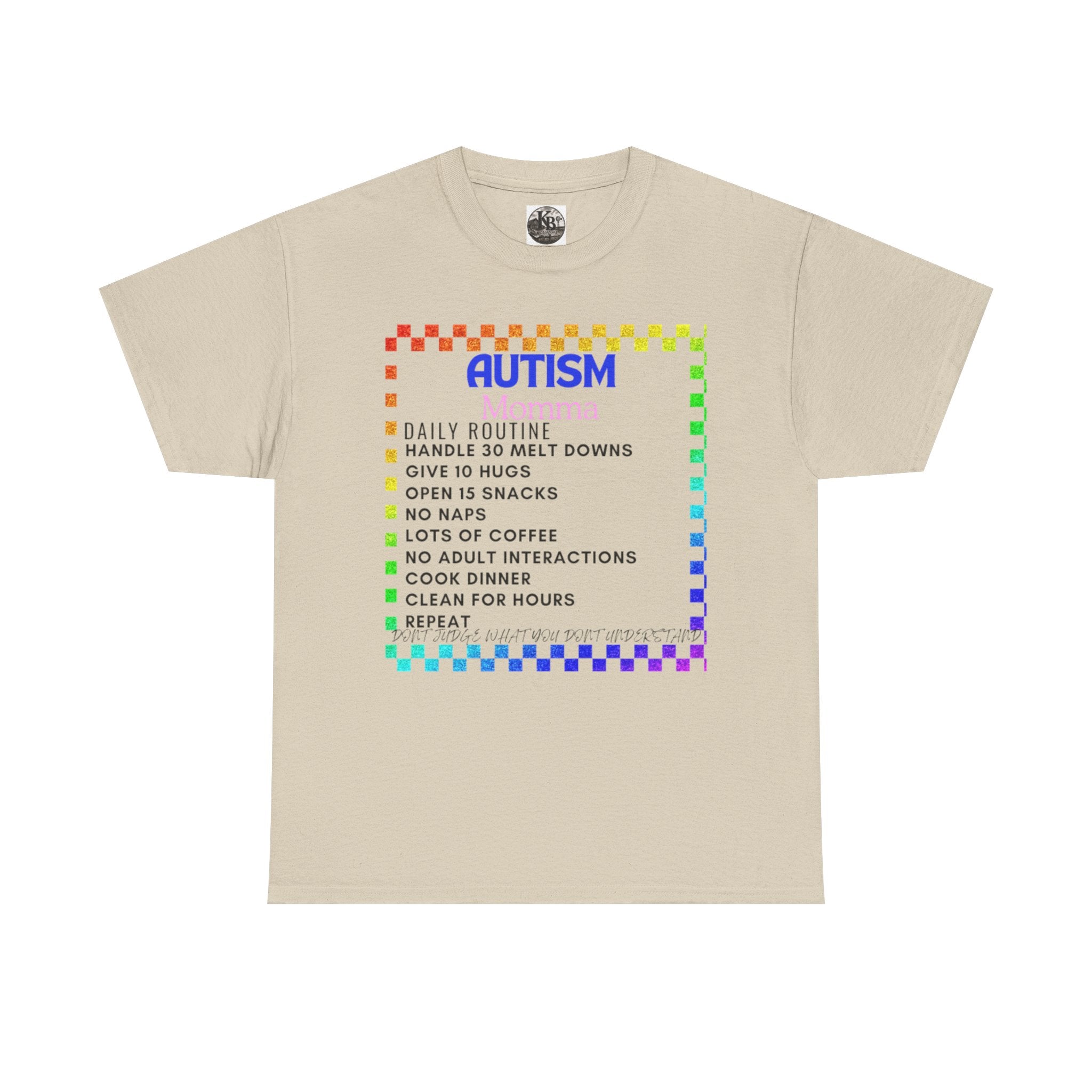 Autism Mom Life T-Shirt —100% cotton Rainbow 'Daily Routine' Checklist Tee