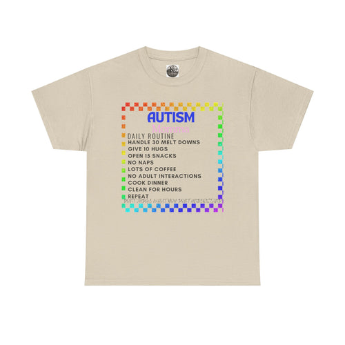 Autism Mom Life T-Shirt —100% cotton Rainbow 'Daily Routine' Checklist Tee
