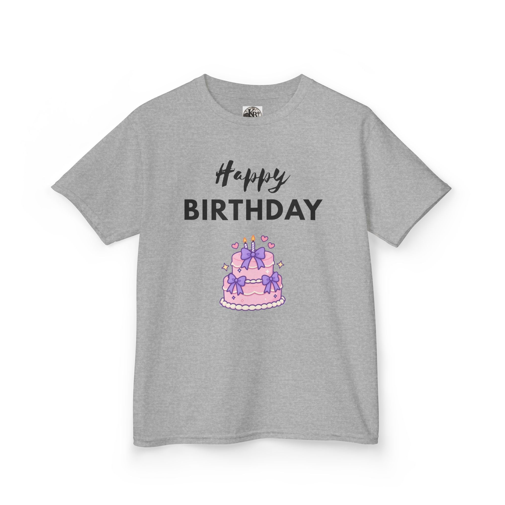 Kids Tee — "Happy Birthday" Pink Cake Graphic