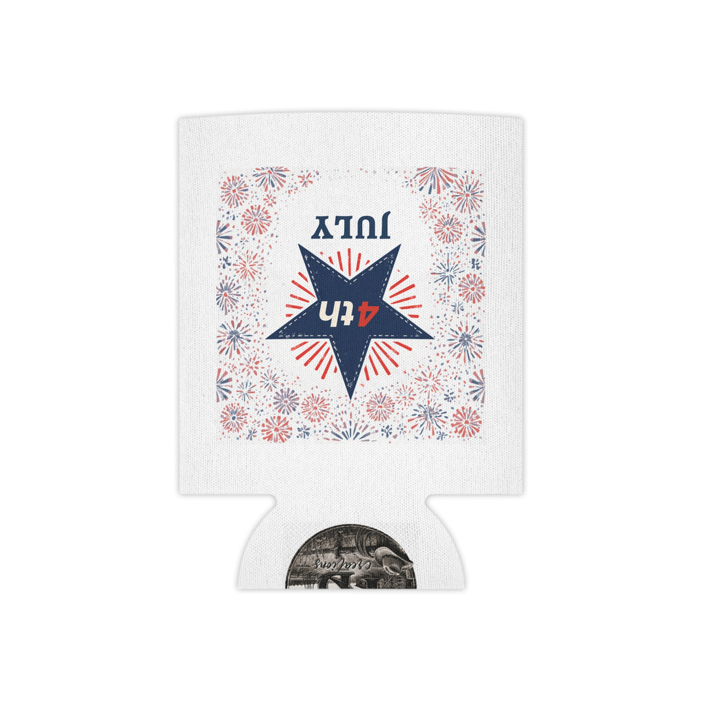 4th of July Can Cooler - Patriotic Star Fireworks Beer Koozie