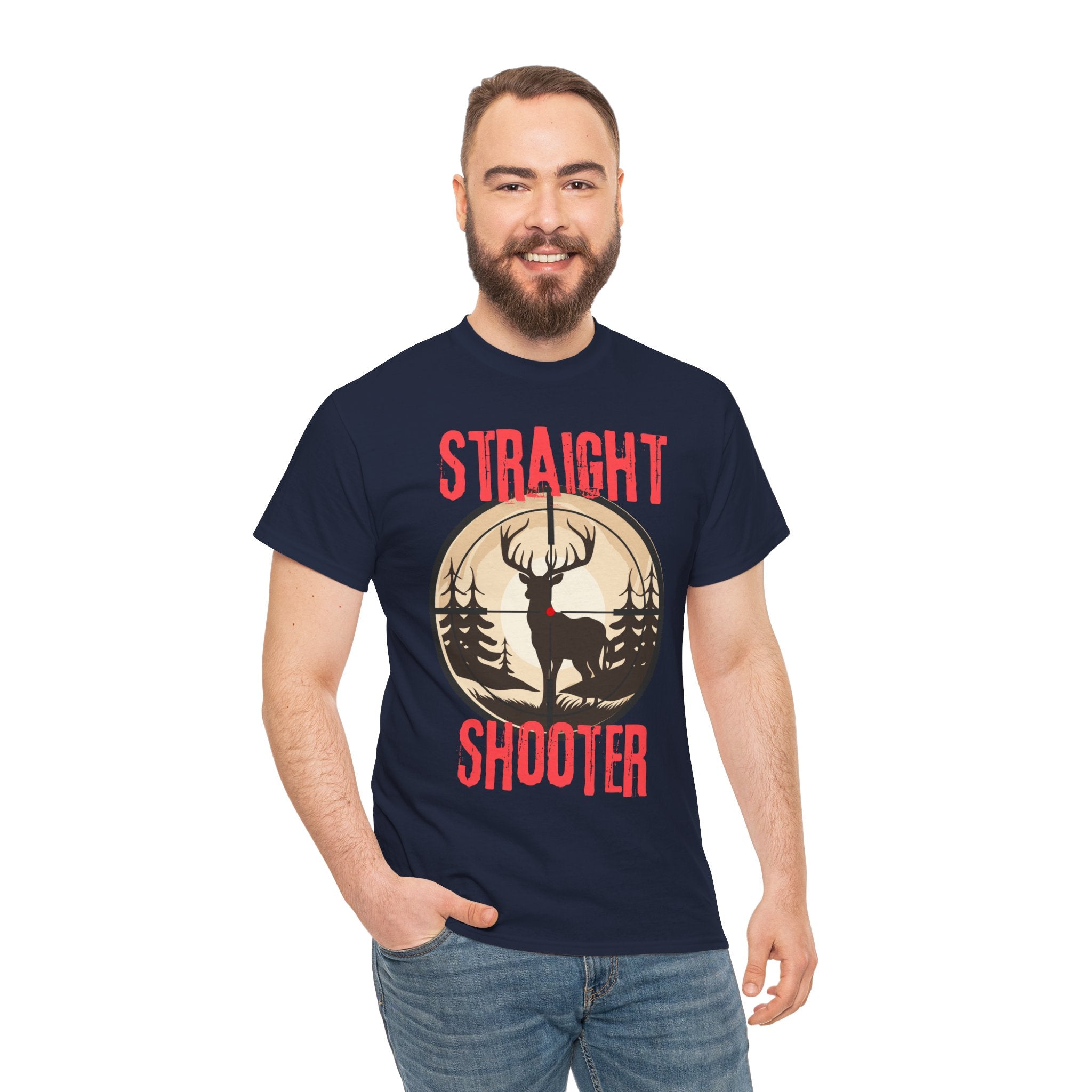 Deer Hunter "Straight Shooter" 100% Cotton T-Shirt - Vintage Outdoors Hunting Tee