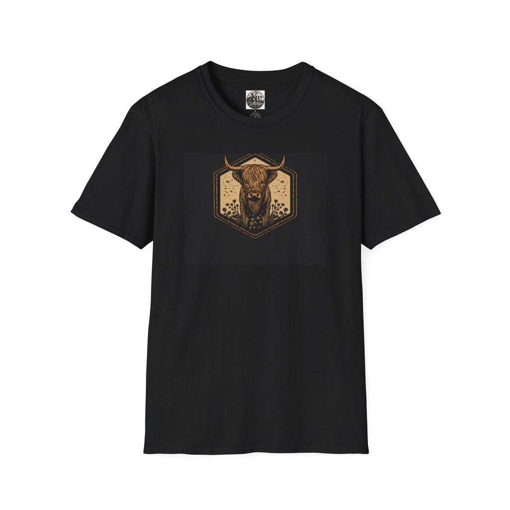 Highland Cow Graphic T-Shirt — Rustic Bull Head Emblem Tee