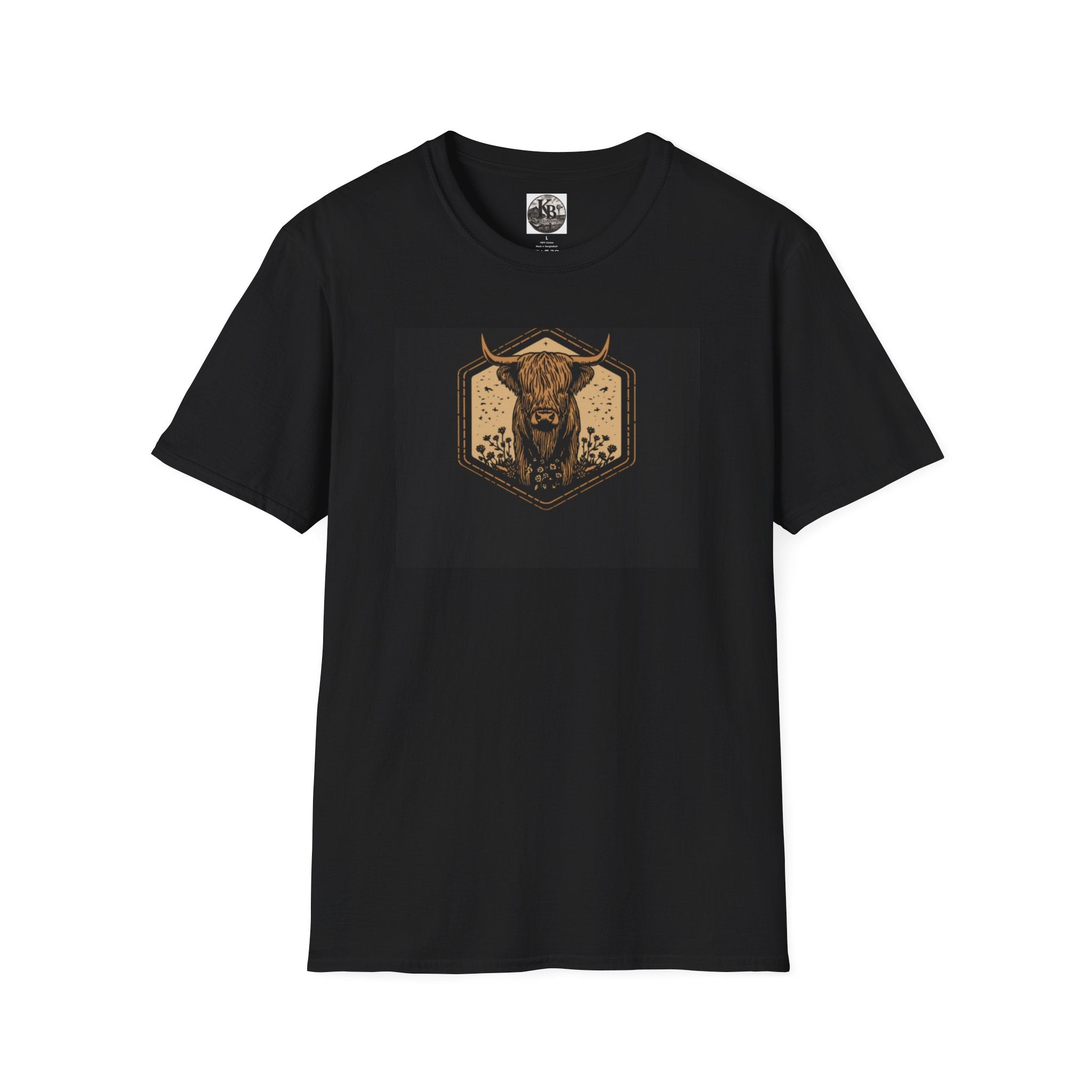 Highland Cow Graphic T-Shirt — Rustic Bull Head Emblem Tee